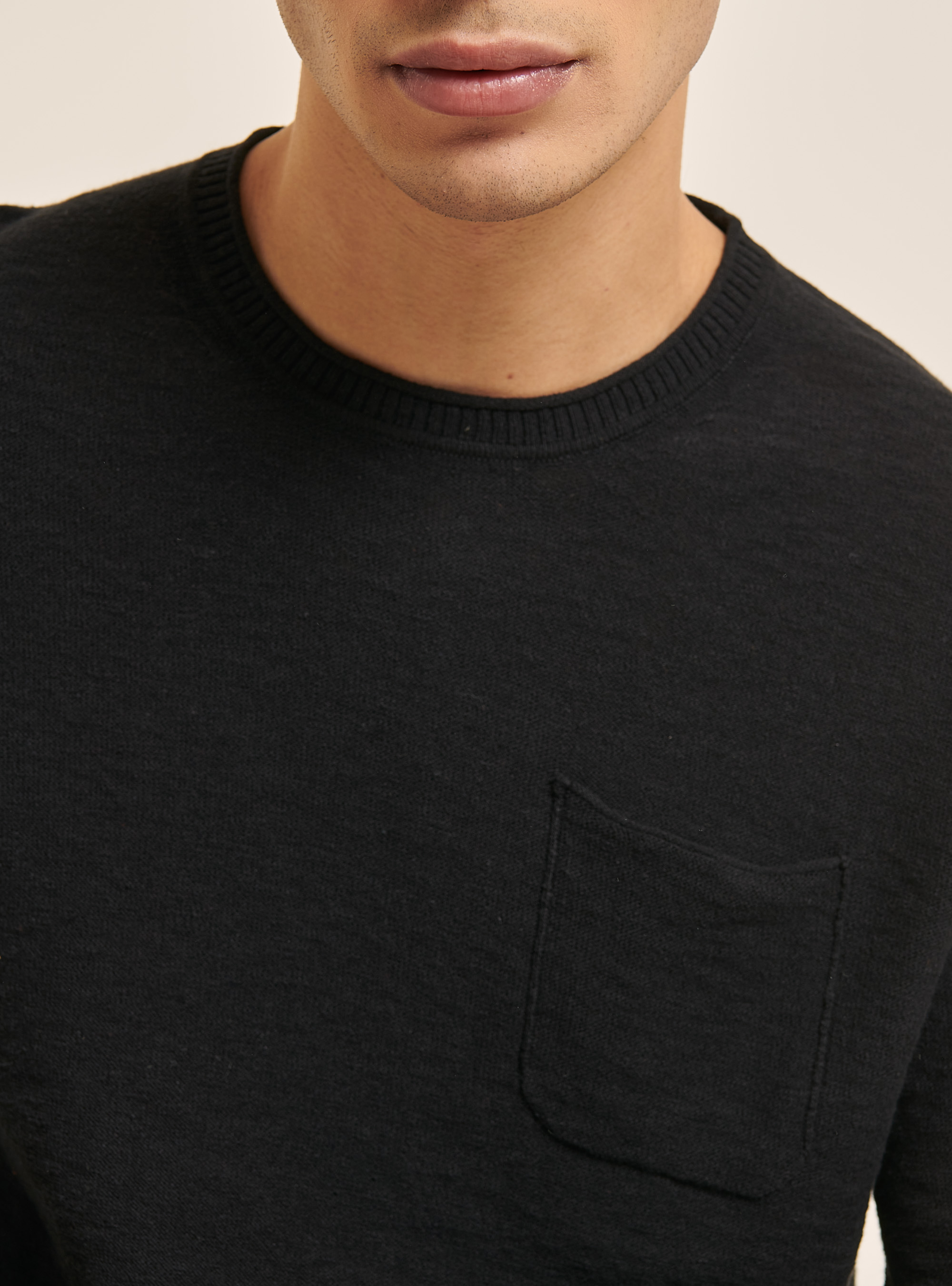 Pullover with roll neck and breast pocket, BK2 BLACK MEDIUM