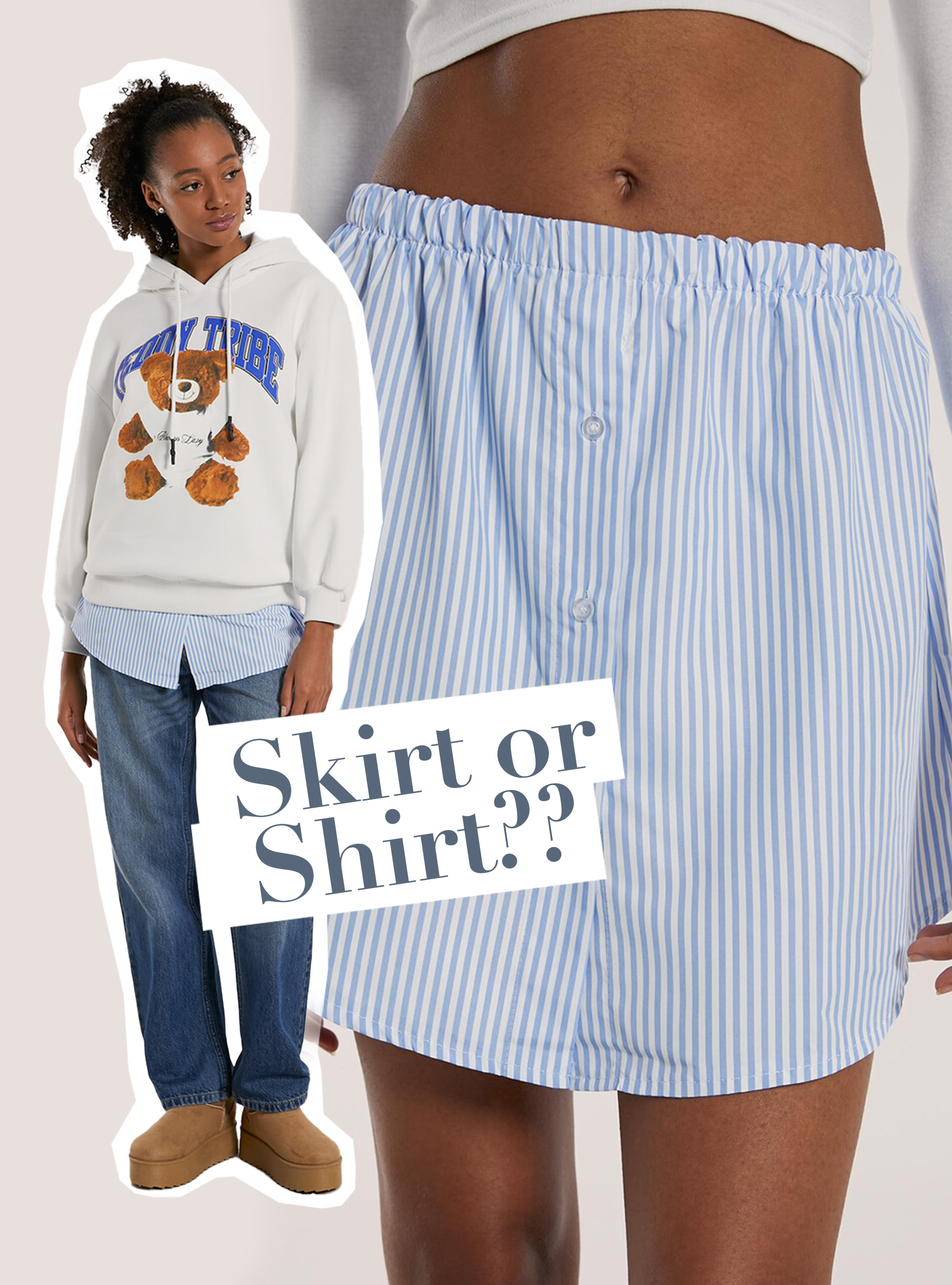 Gestreifter Rock/Bluse, AZ2 AZURE MEDIUM