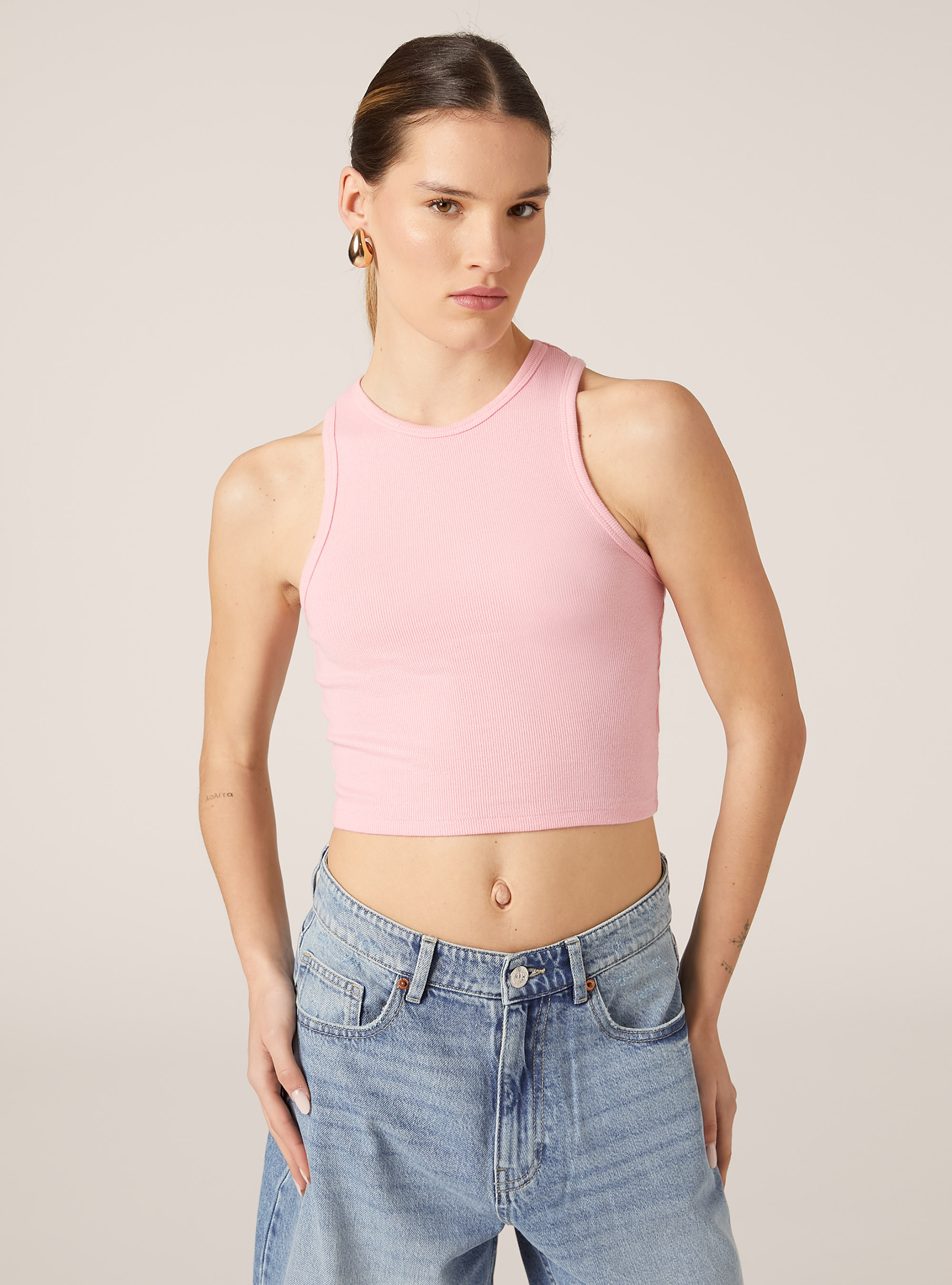 Débardeur court en cotes, PK1 PINK DARK