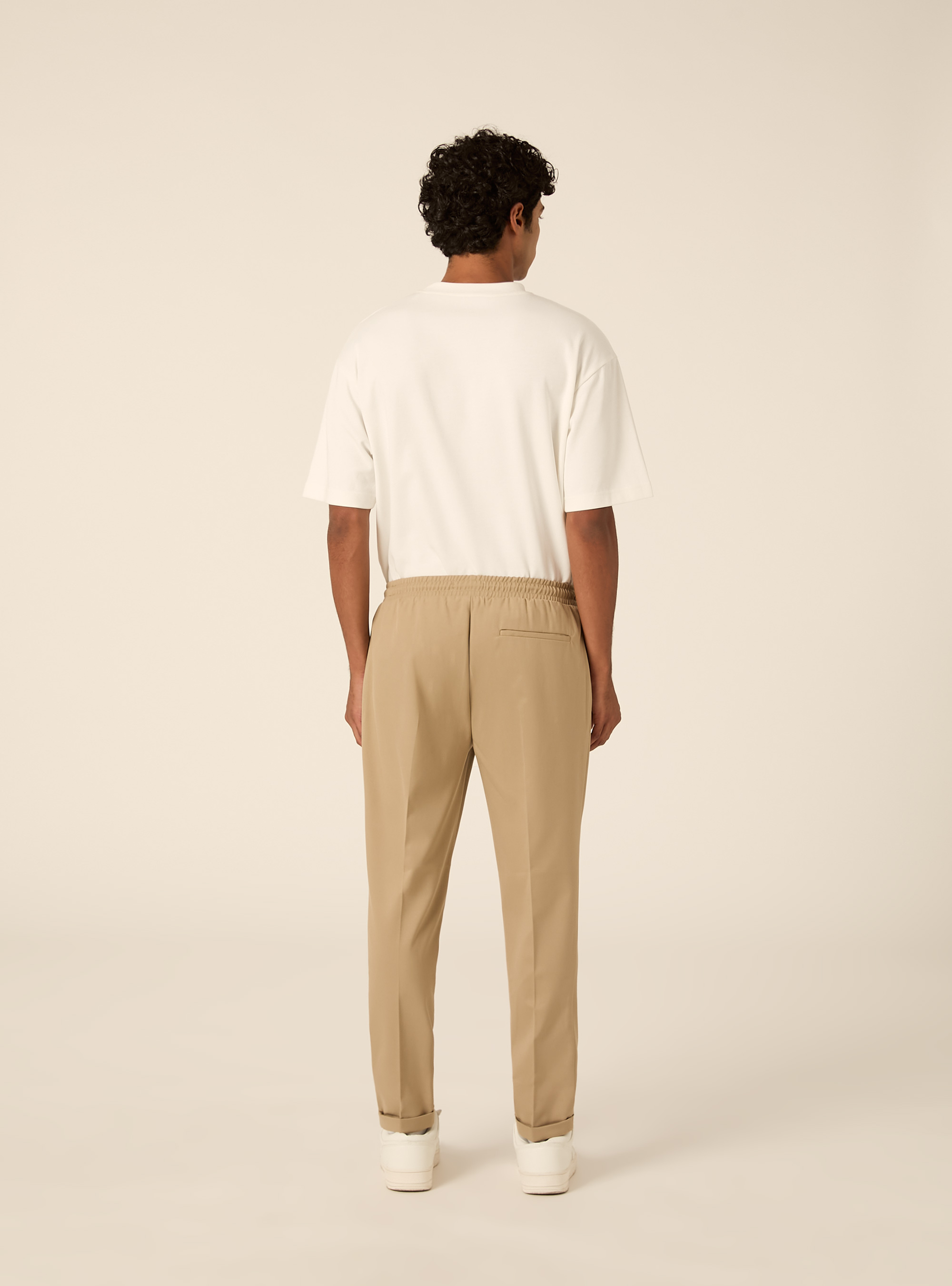 Pantalon jogging en twill avec pinces, BG2 BEIGE MEDIUM