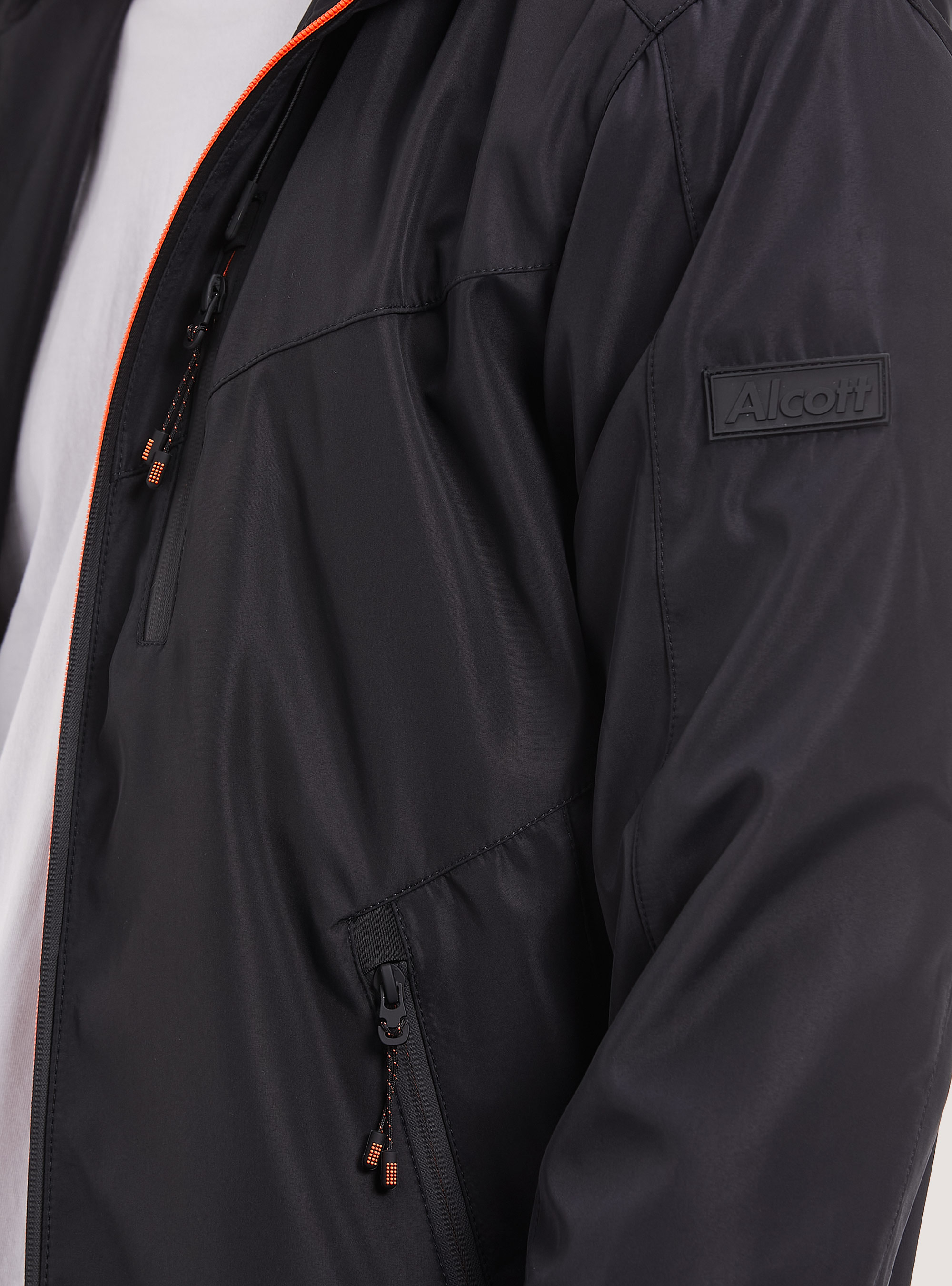 Windproof hooded bomber jacket, BK1 BLACK