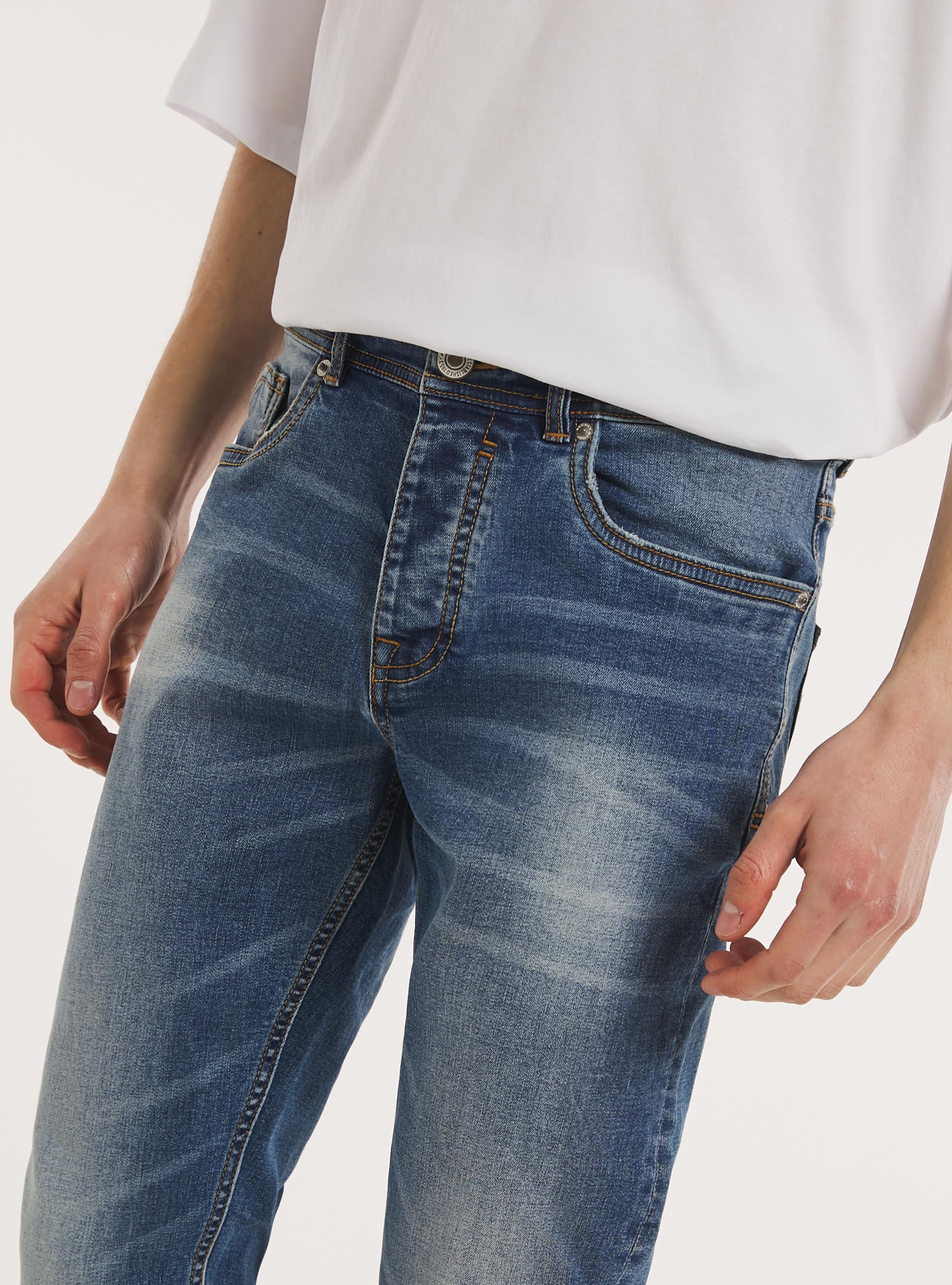 Jeans skinny fit in denim stretch, D003 MEDIUM BLUE