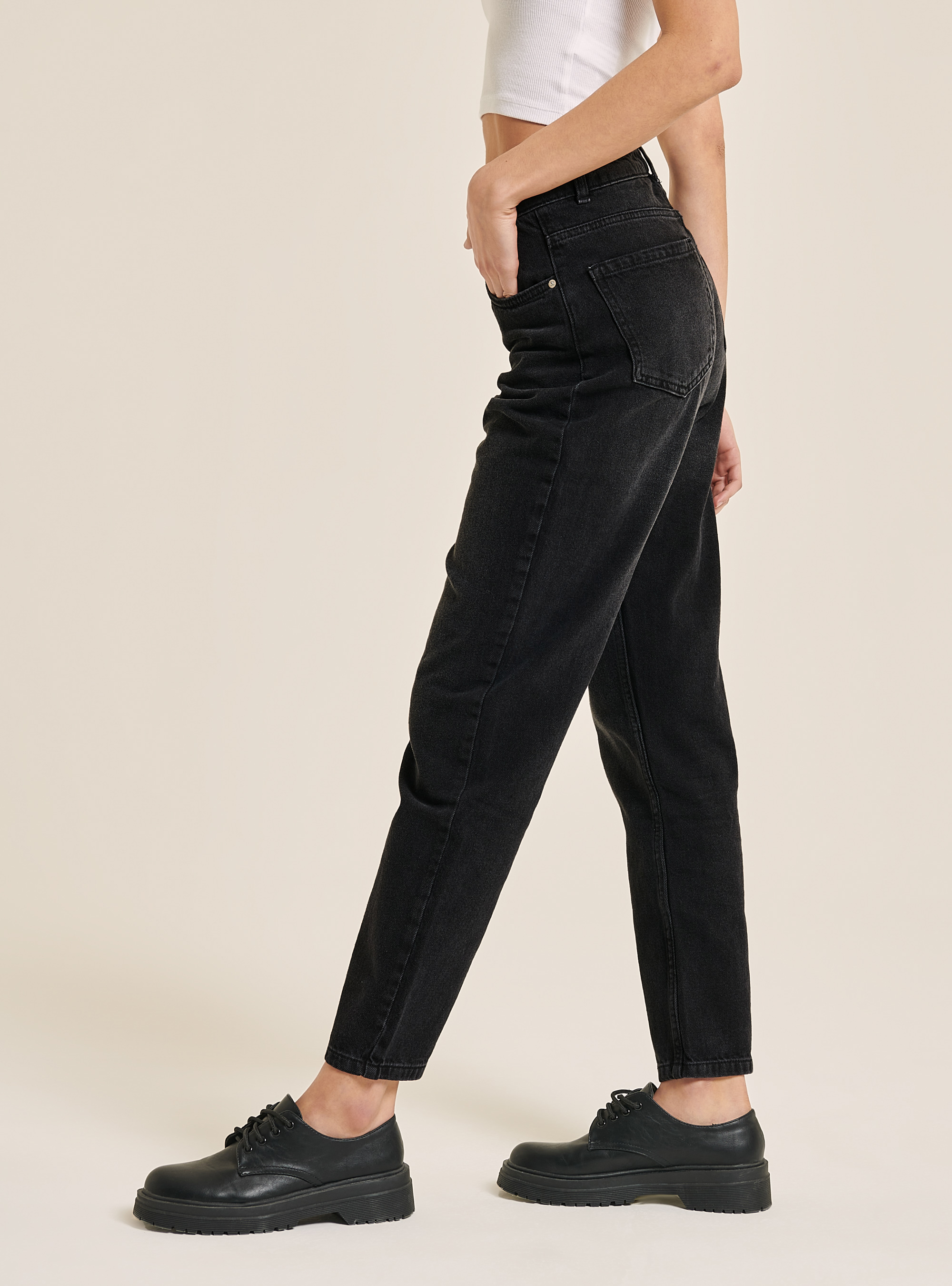 Mom Fit Jeans, D000 BLACK