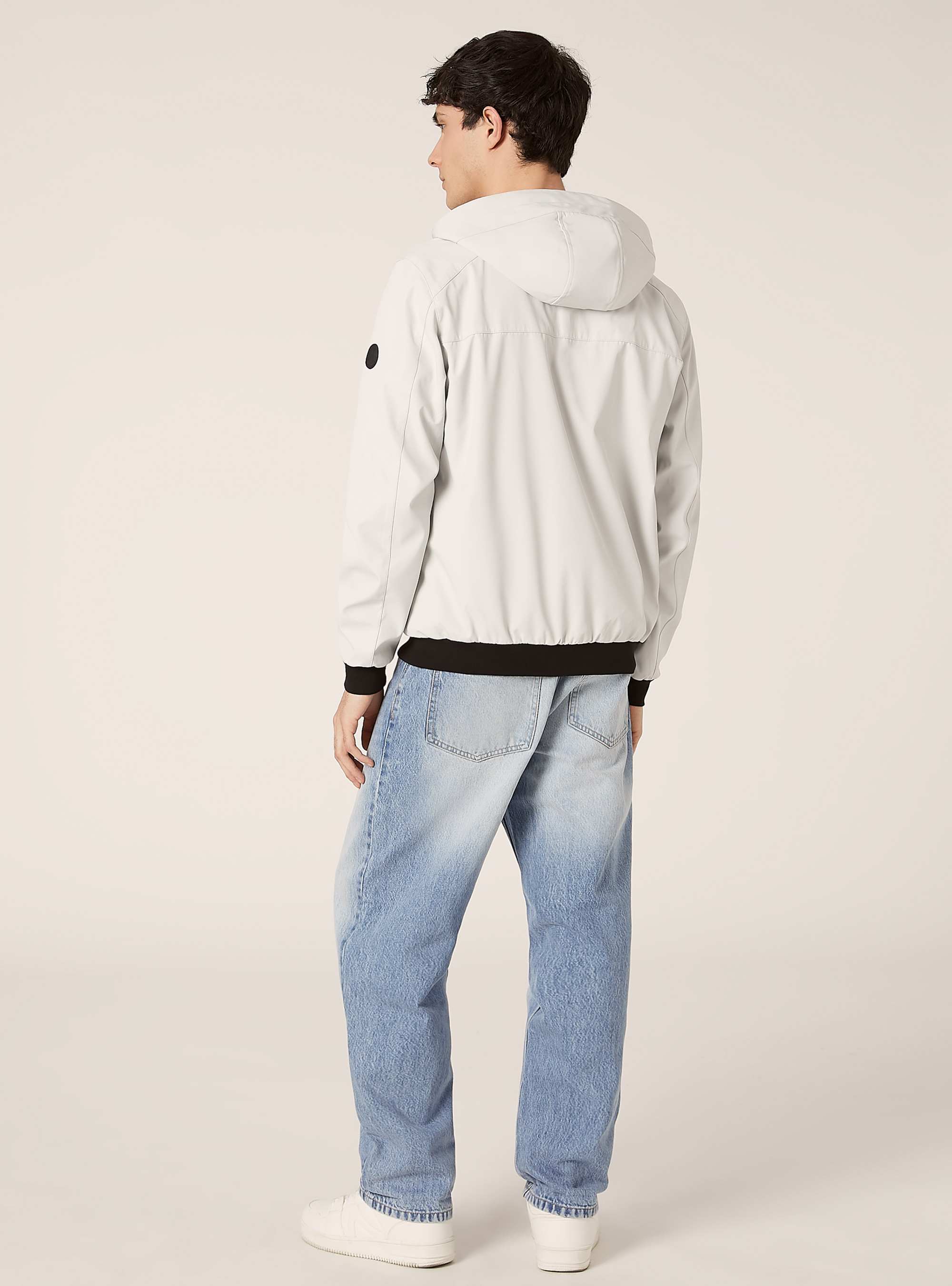 Winddichte Bomberjacke mit Kapuze, WH1 OFF WHITE