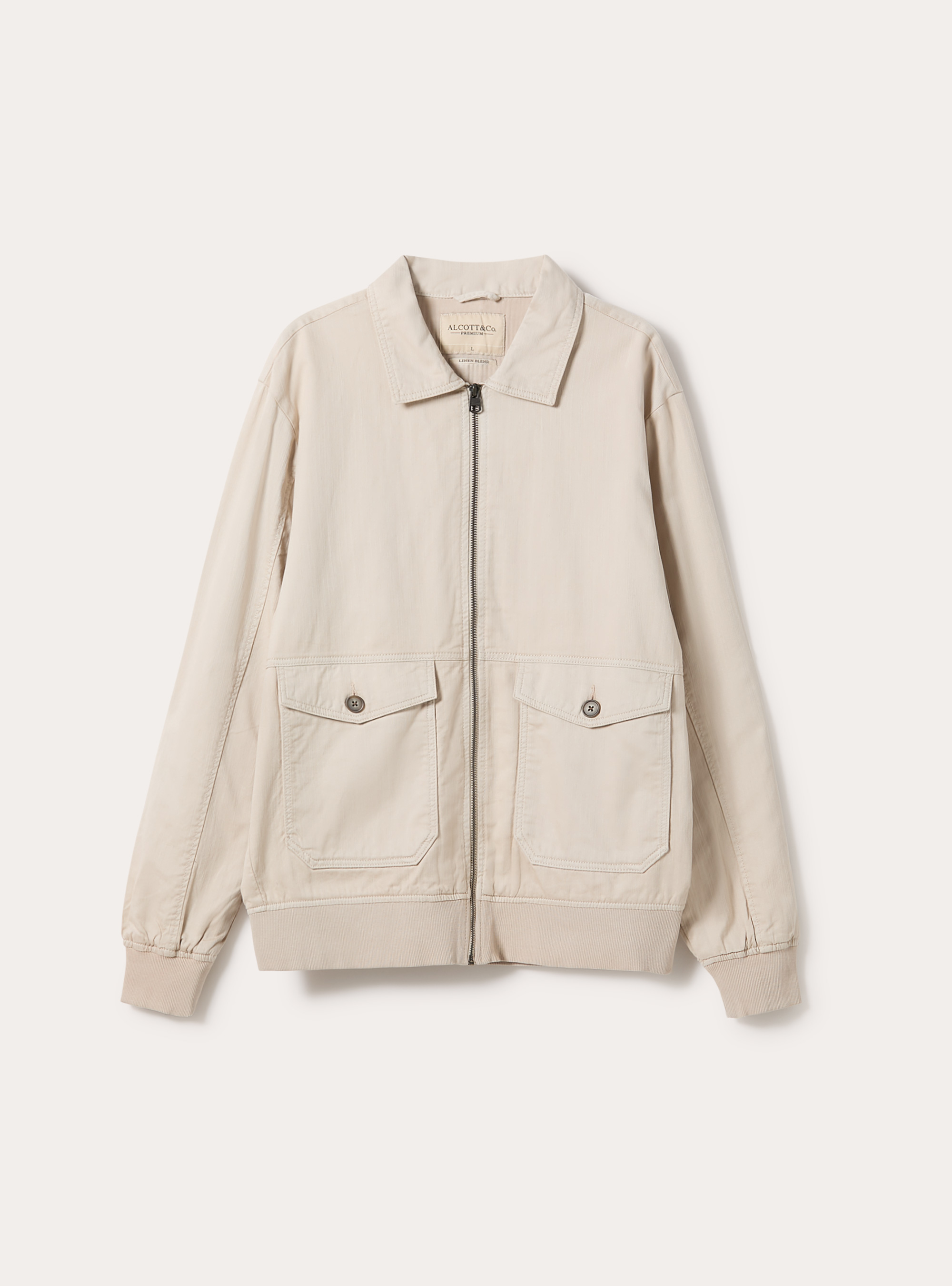 Giubbotto in misto lino con zip e tasche applicate, SA3 SAND LIGHT
