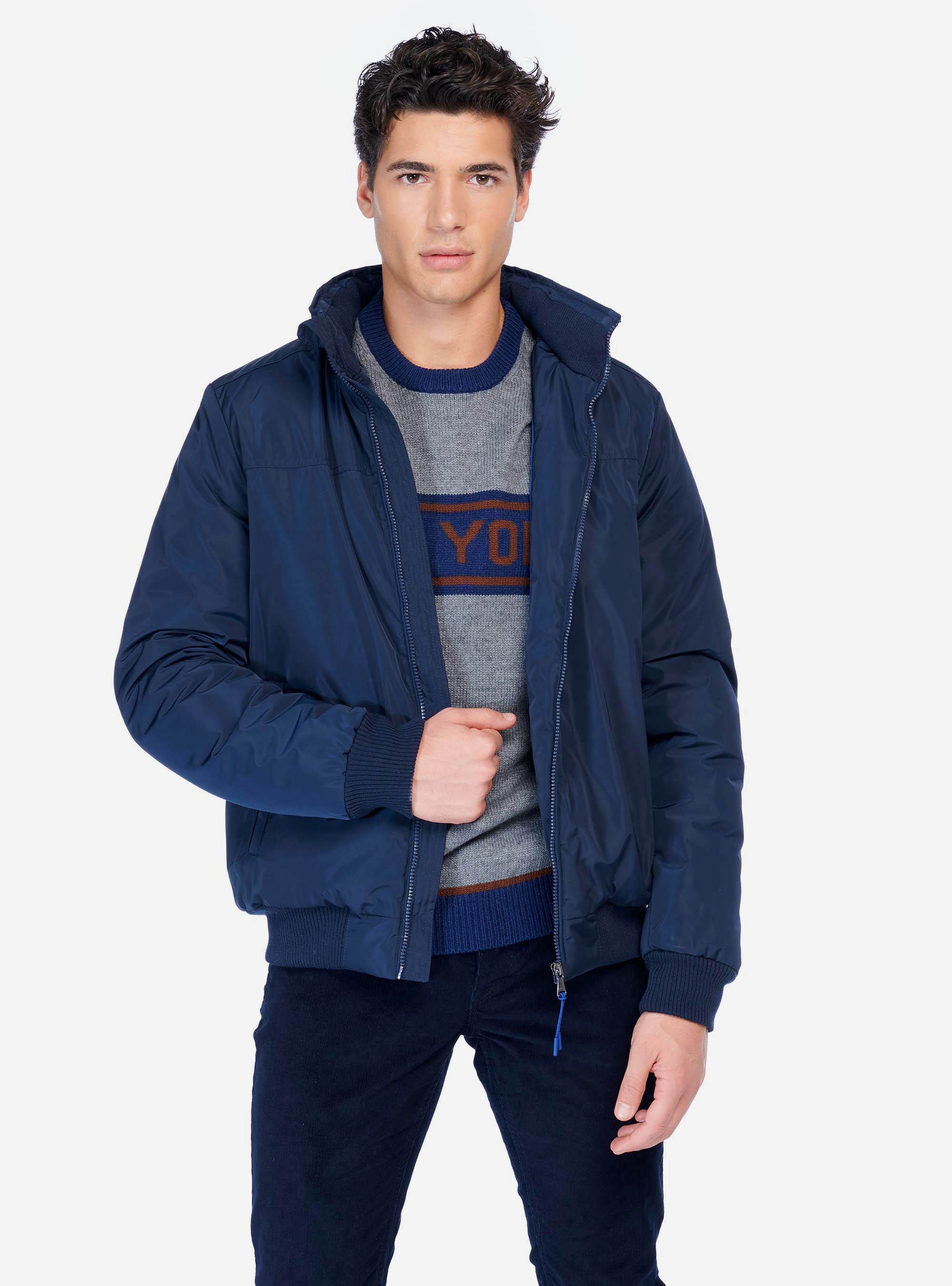 BASIC BOMBER JACKET, BLUE NAVY