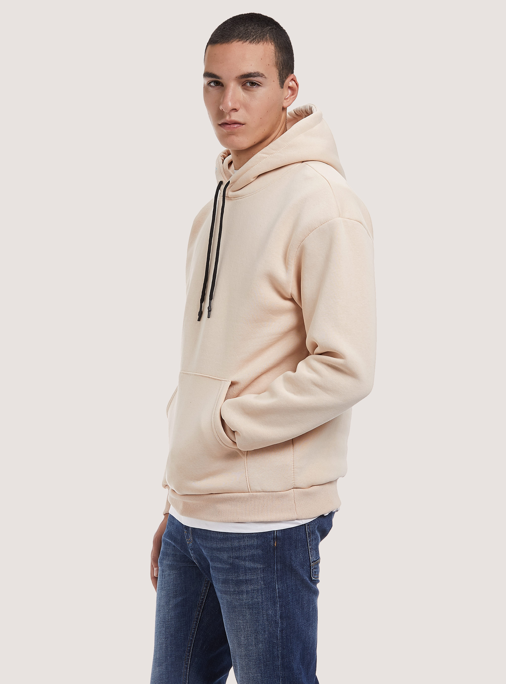 Felpa con cappuccio in tinta unita, WH1 OFF WHITE