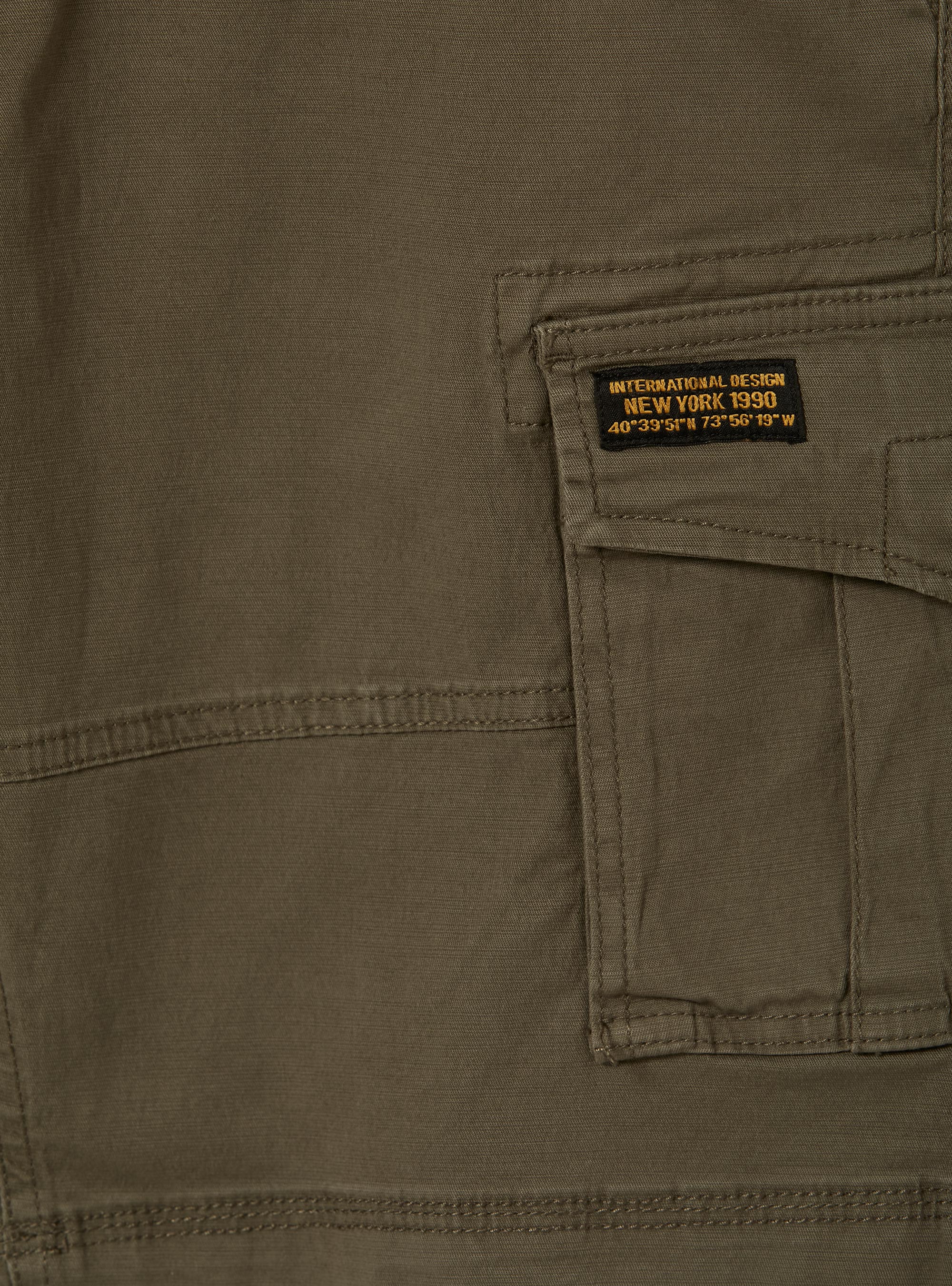 Cotton cargo bermuda with canvas belt, KY2 KAKY MEDIUM