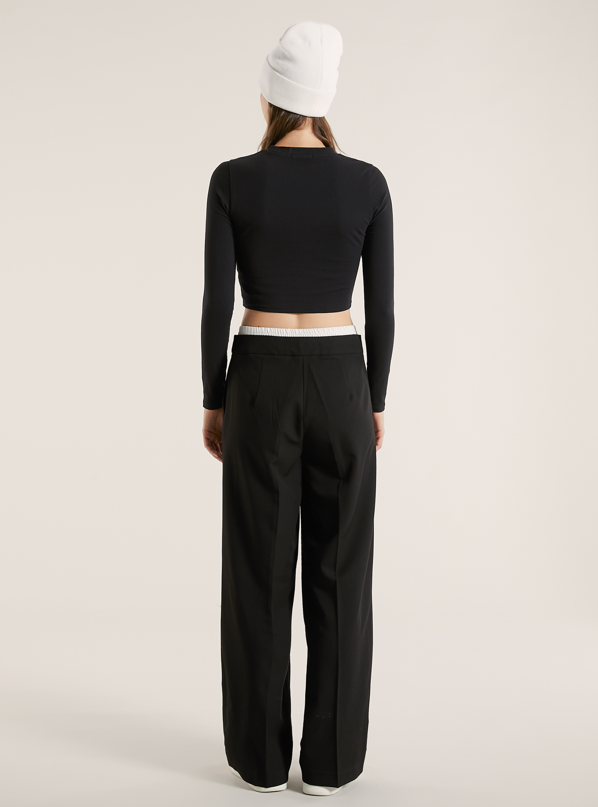 Smart trousers with combined waist, BK1 BLACK