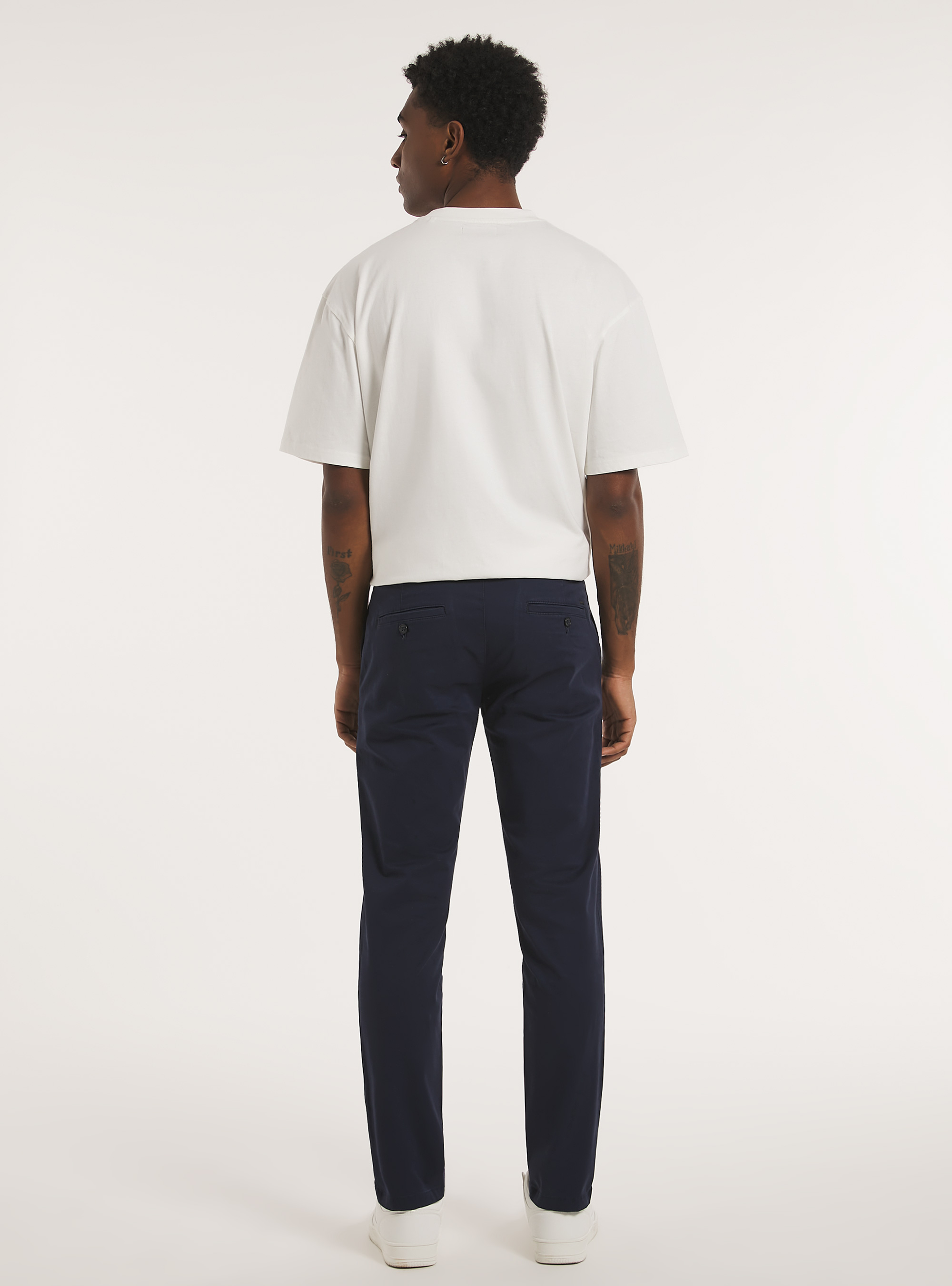 Pantaloni chino twill stretch skinny fit, BL1 BLUE DARK