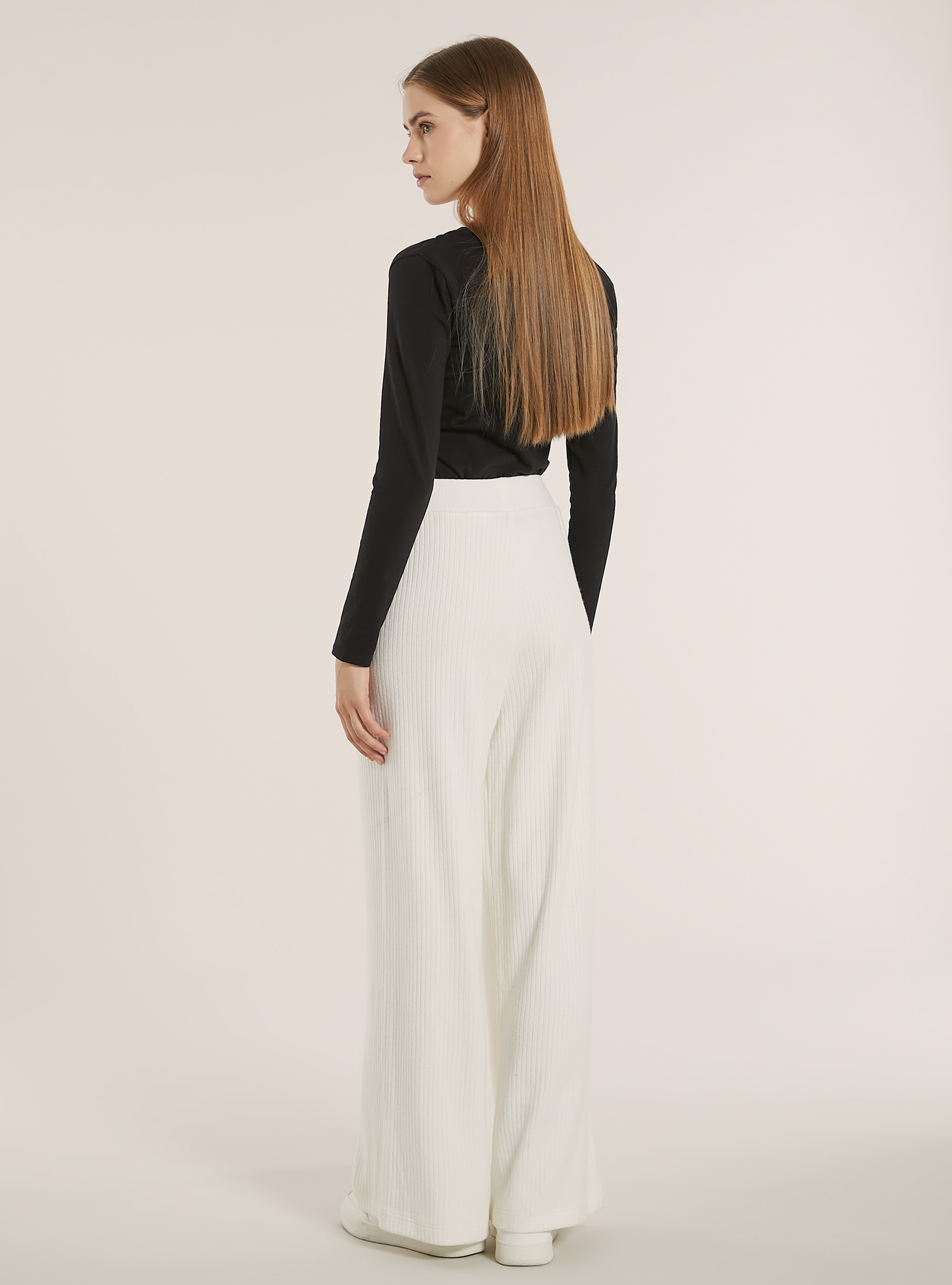 Knitted palazzo trousers, WH1 OFF WHITE
