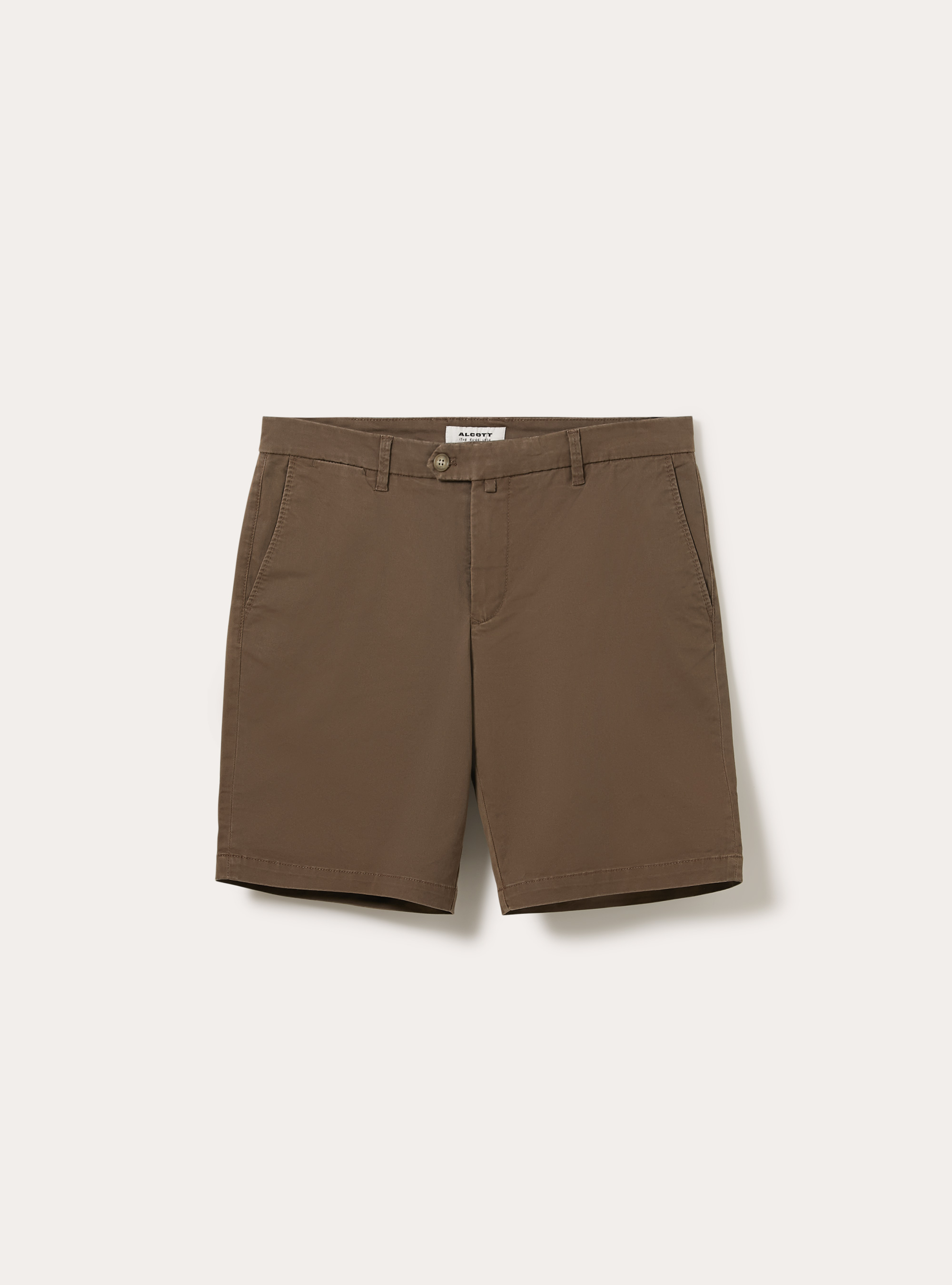Bermuda in twill elasticizzato basico, BR2 BROWN MEDIUM