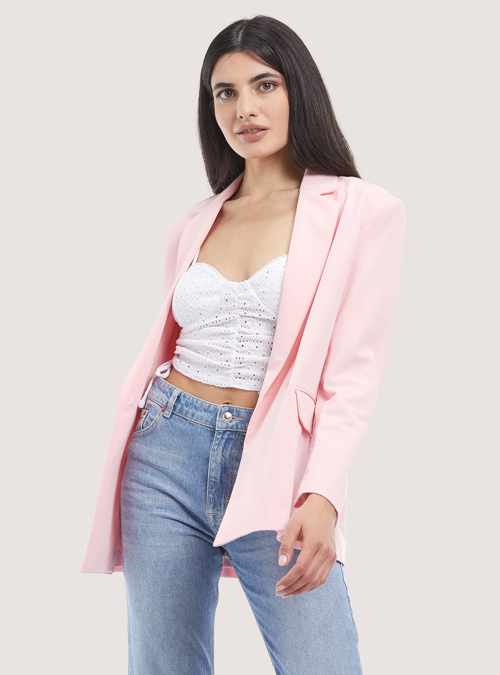 Oversized single breasted blazer, C4400 PINK