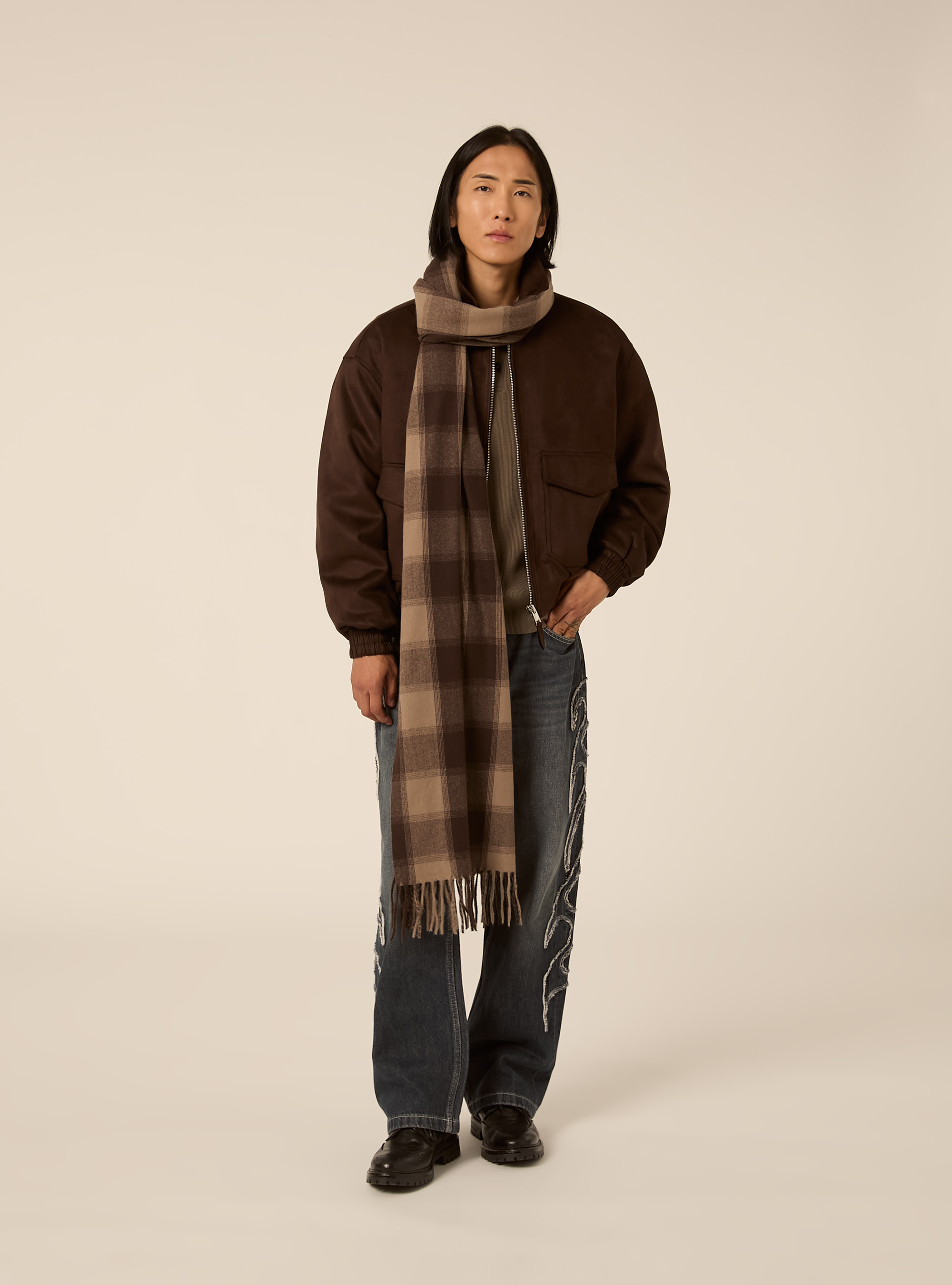 Bomber effetto camoscio boxy fit, BR1 BROWN DARK