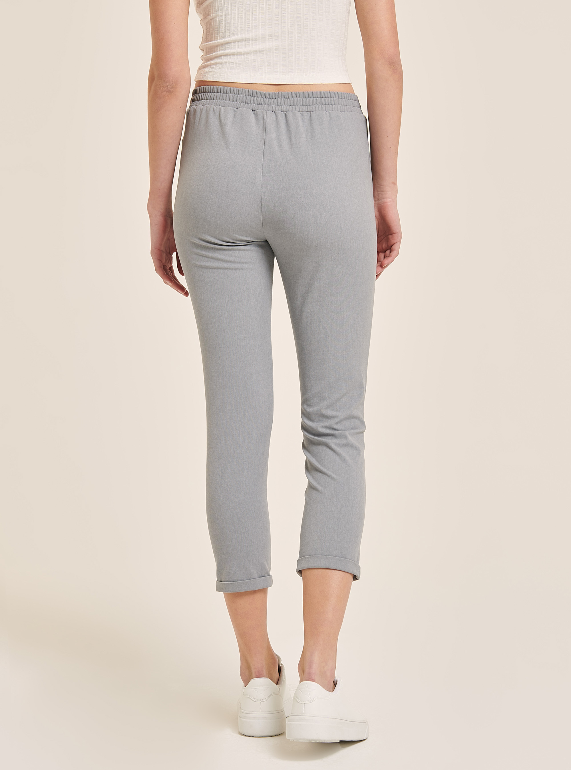 Plain coloured regular fit trousers, LIGHT GREY MELANGE