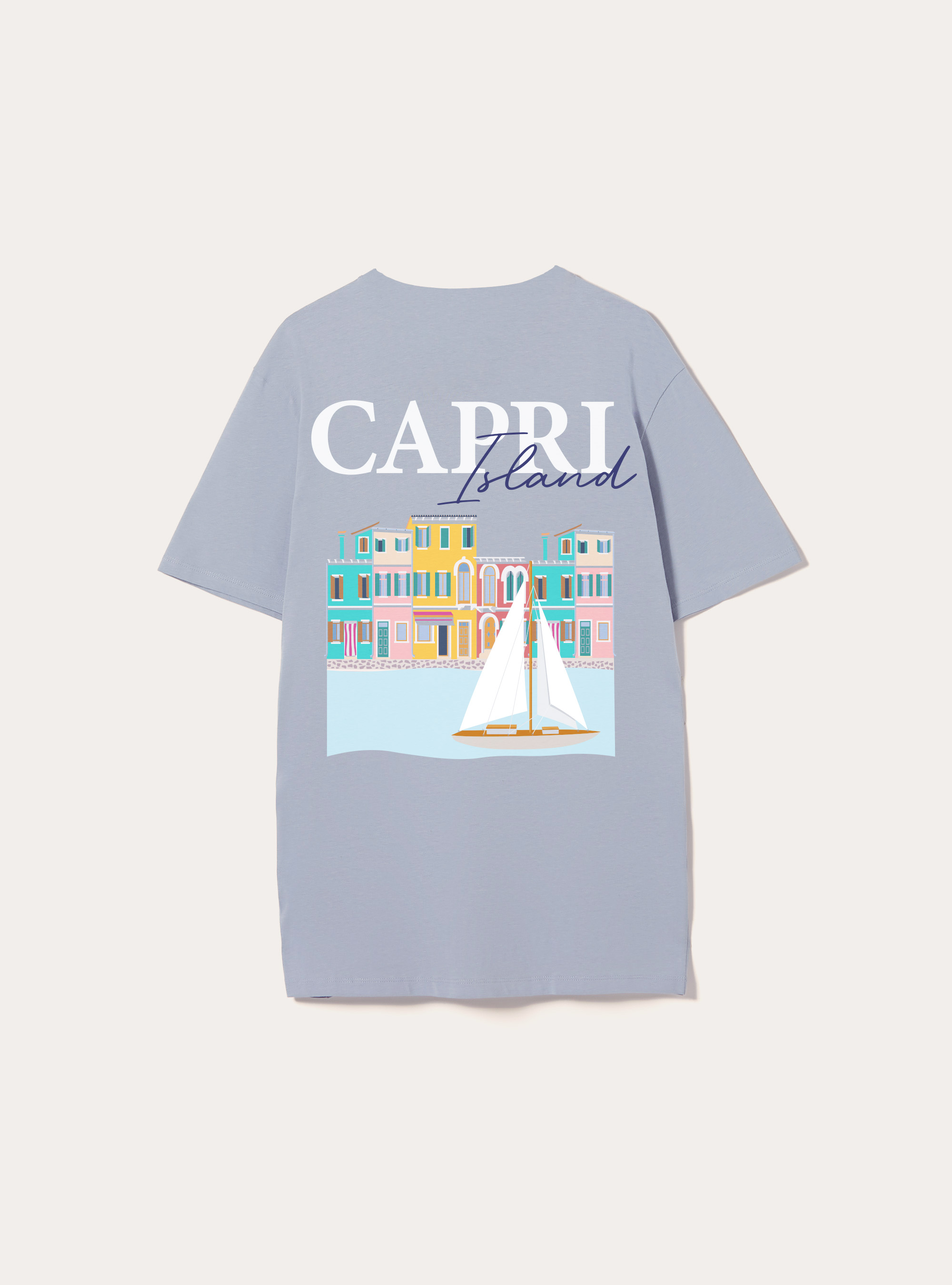 T-shirt with Souvenir Capri print, AZ3 AZURE LIGHT