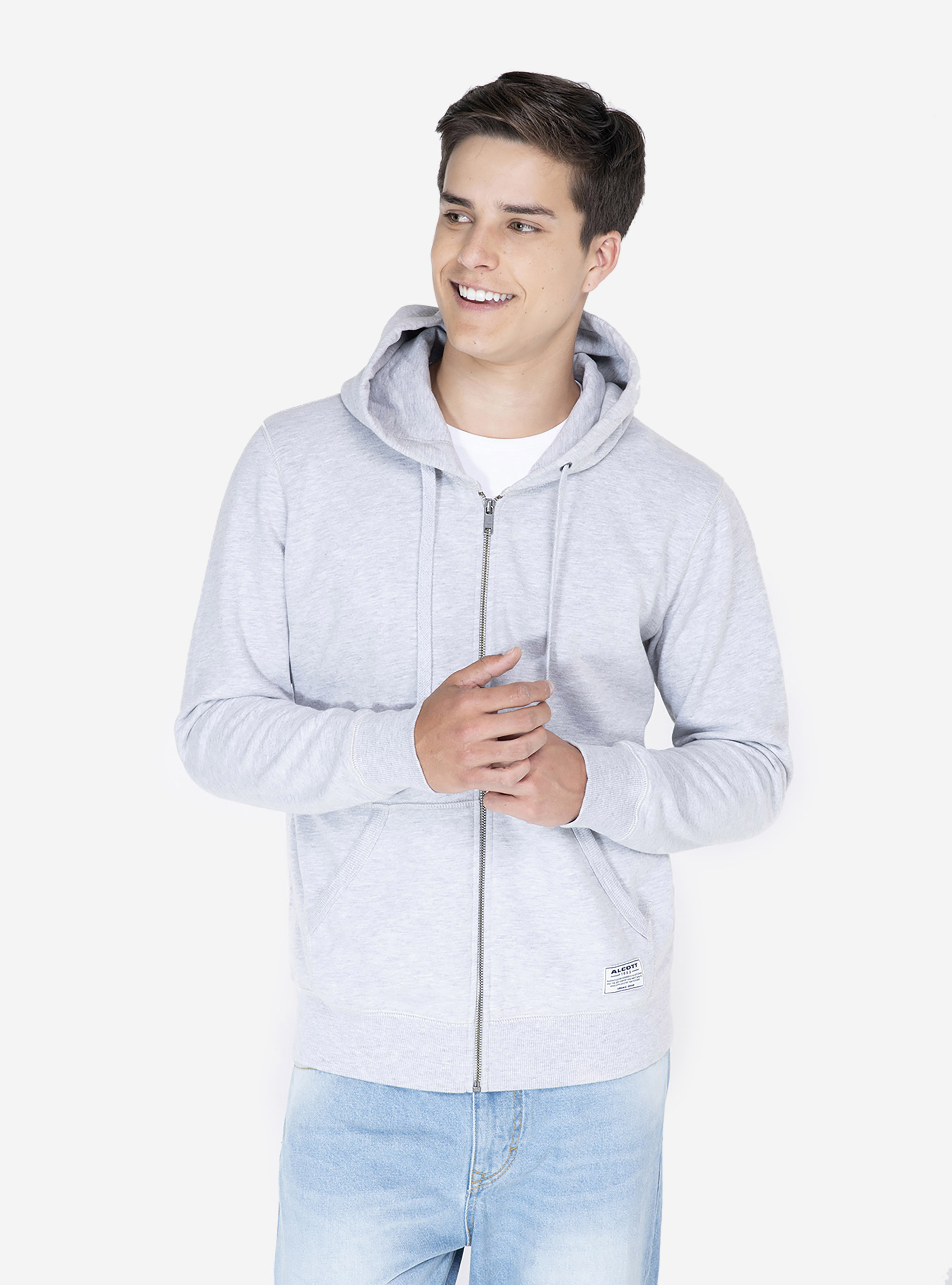 Sweat basique avec capuche, C143 LIGHT GREY M