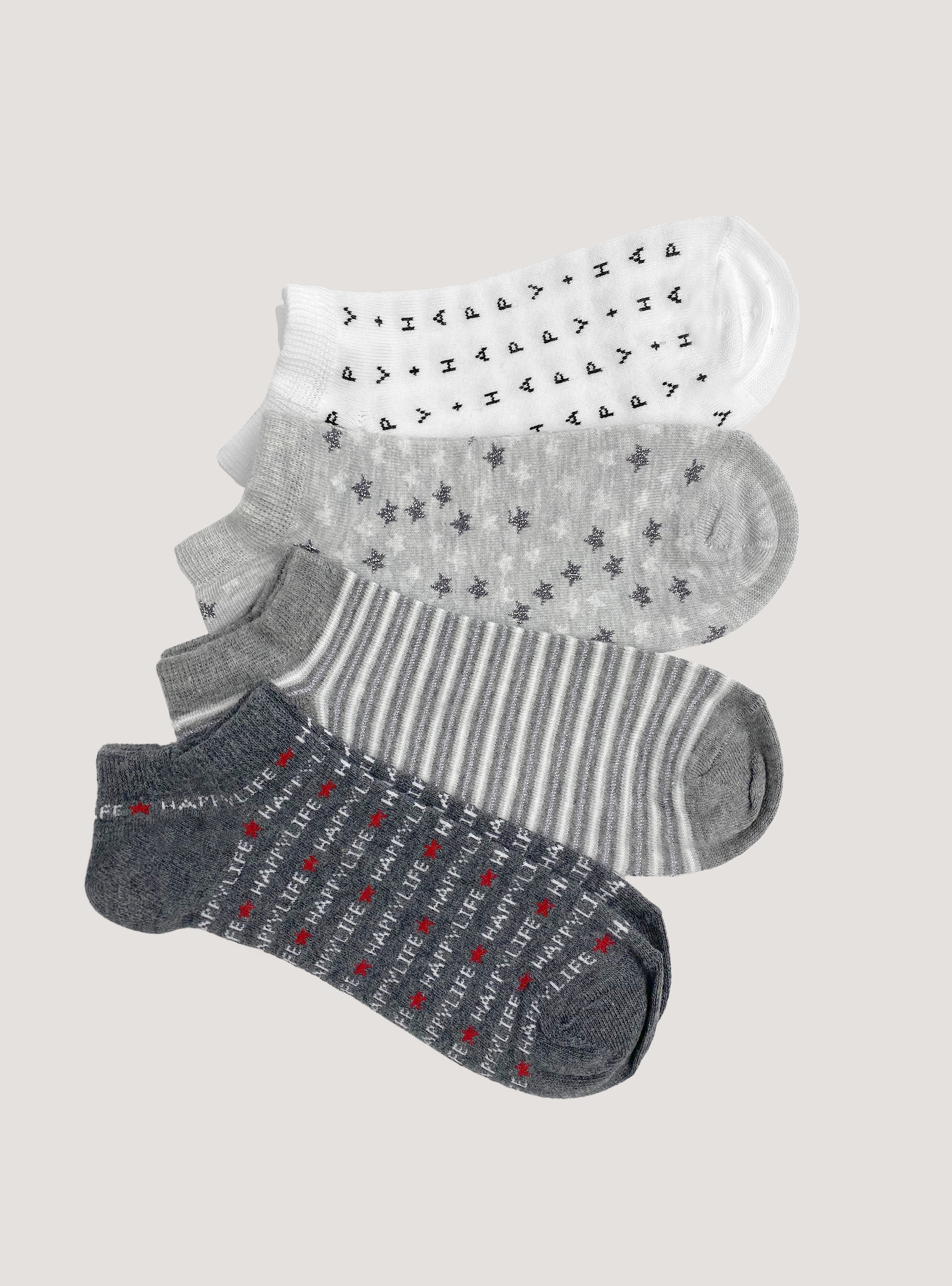 Set 4 paia di calzini con scritta, MULTICOLOR