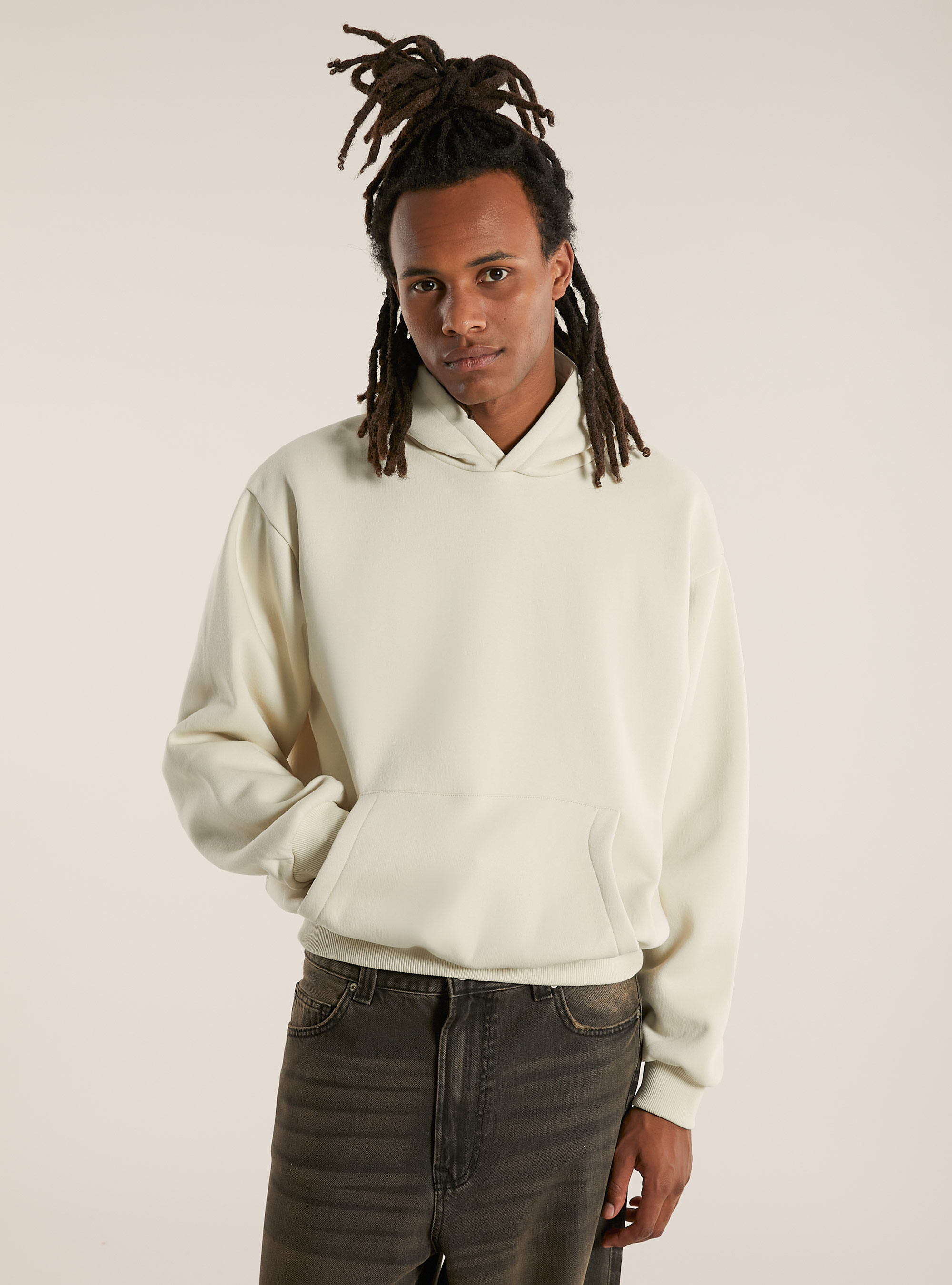 Felpa con cappuccio boxy fit, CR3 CREAM LIGHT