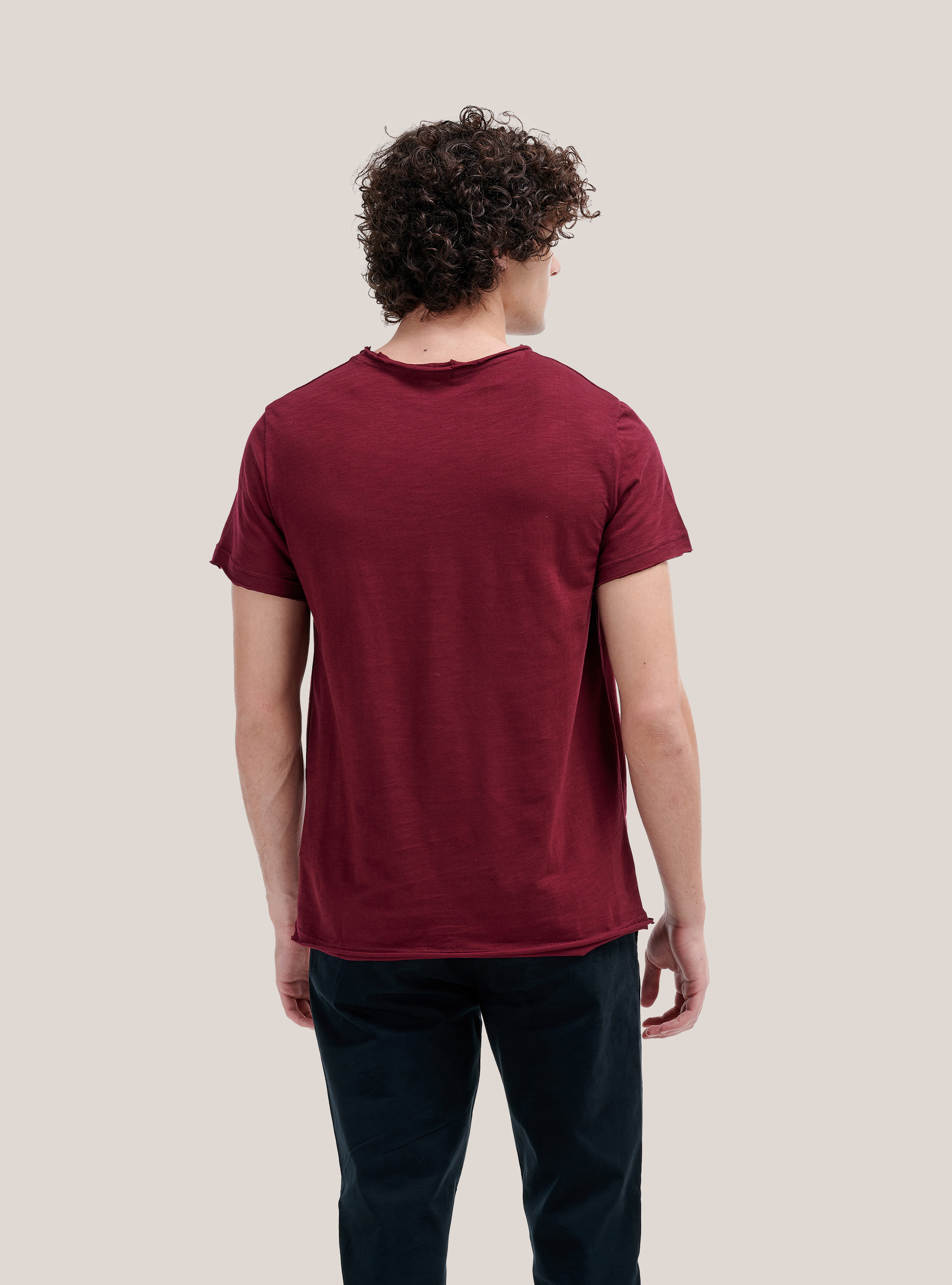 T-shirt in combed cotton, C322 BORDEAUX