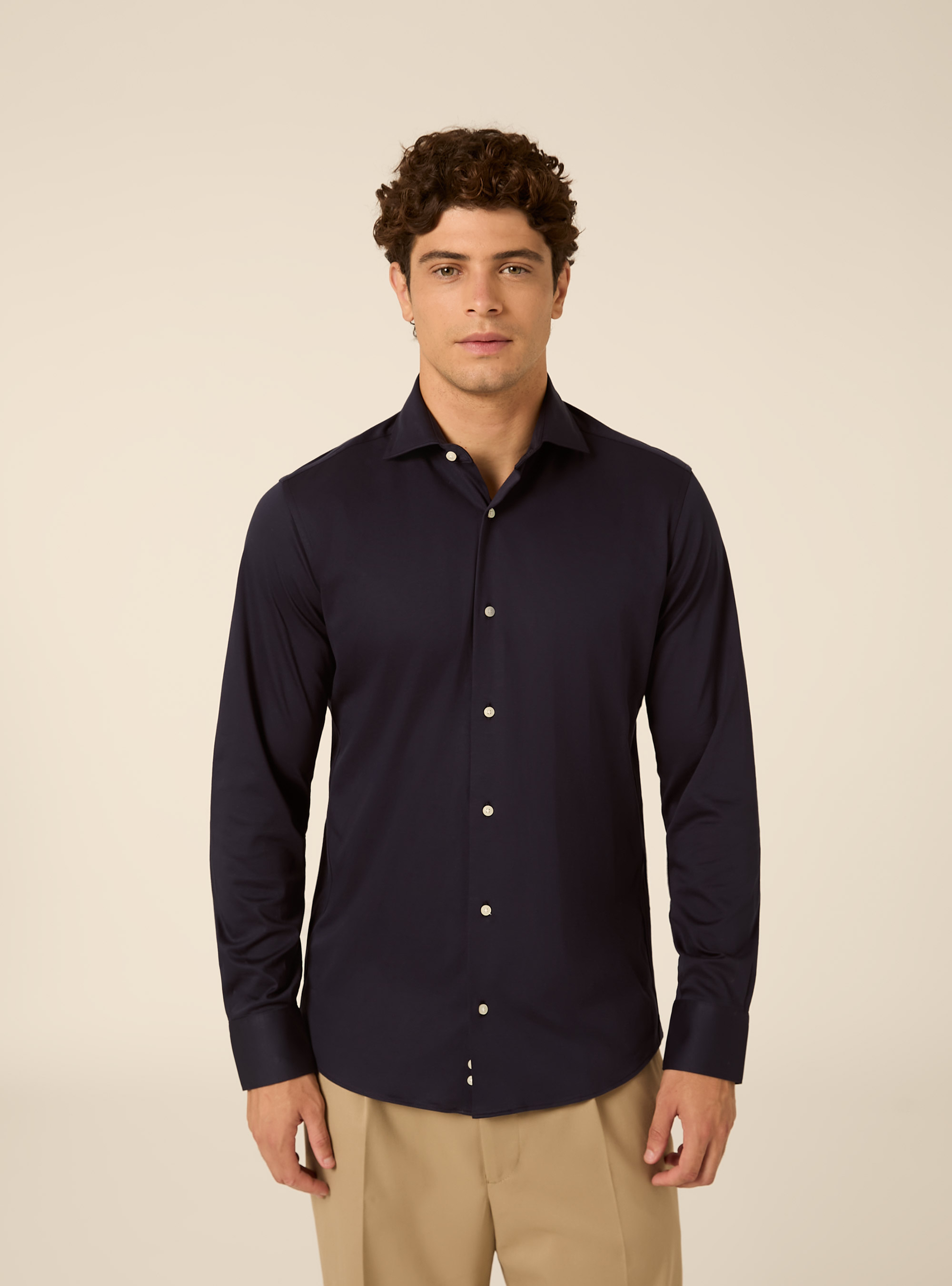 Camicia in jersey elasticizzato, NA1 NAVY DARK