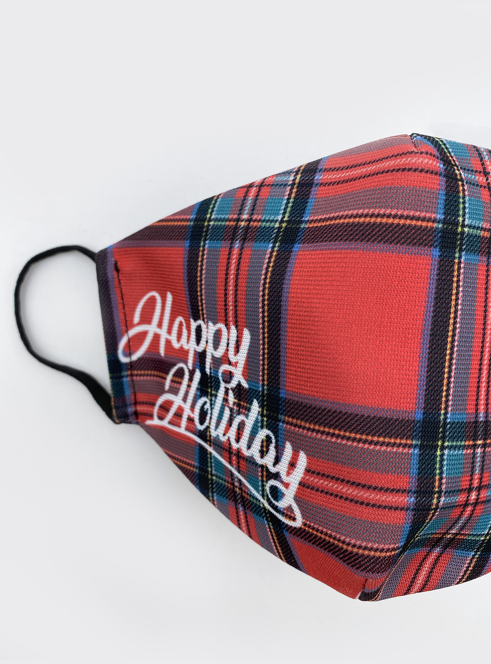 Coprimascherina fantasia a quadri con slogan Happy Holiday, UNICO