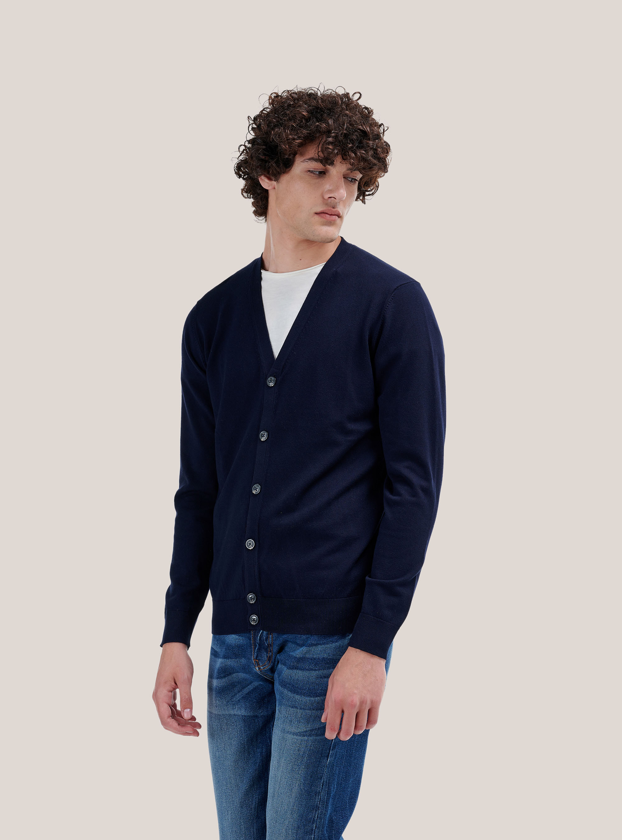 Strickpullover mit Knöpfen, C210 BLUE NAVY