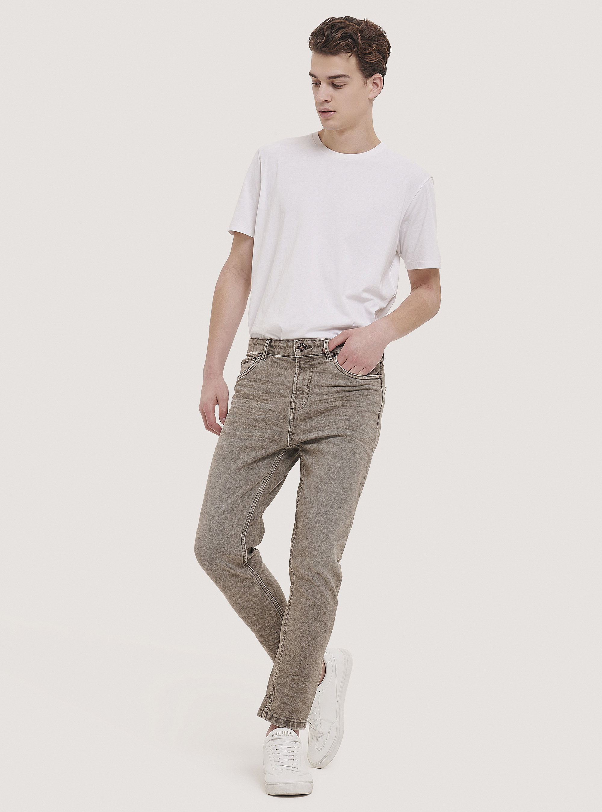 Stretch twill cotton trousers, C524 L.BROWN
