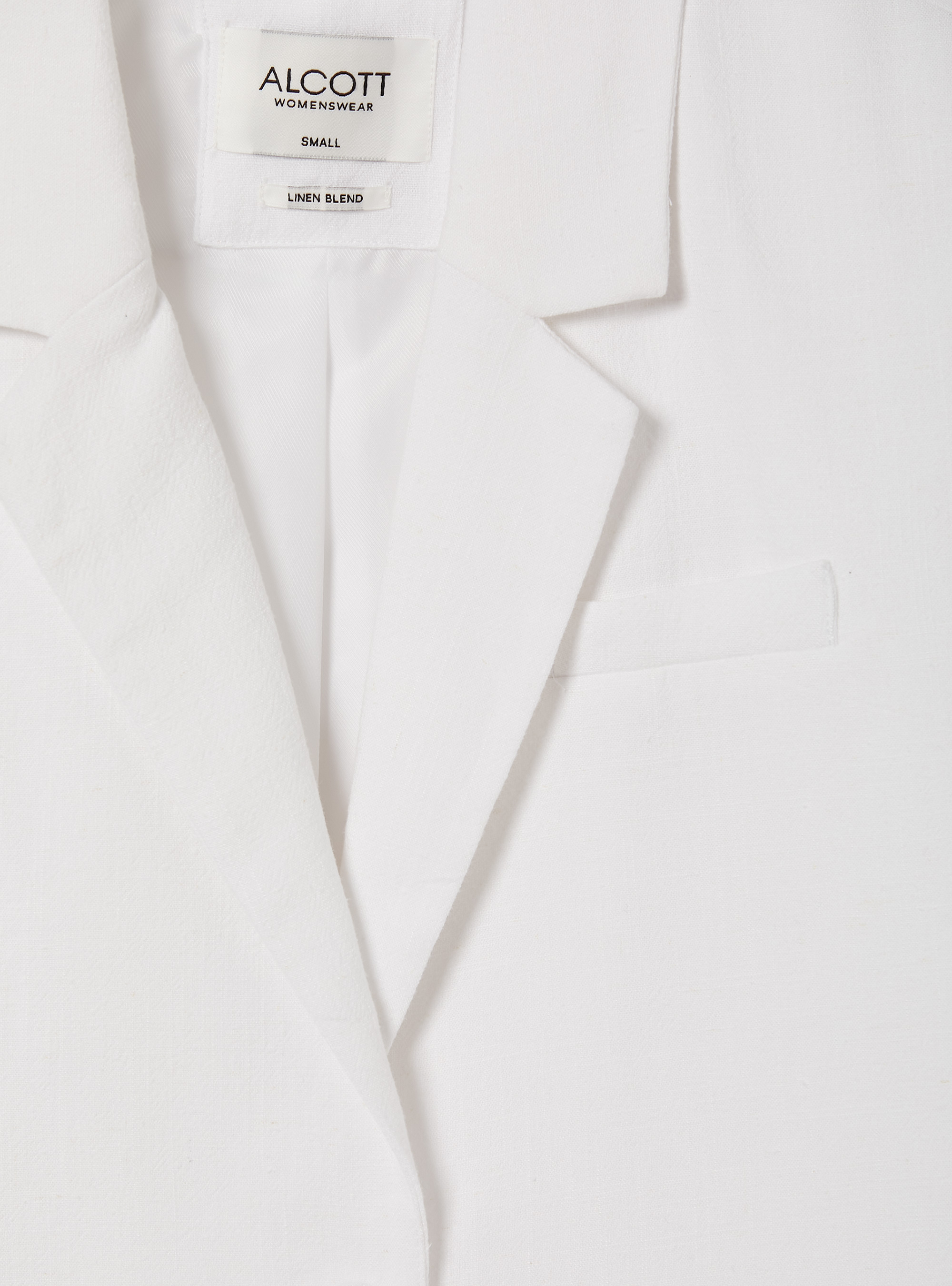 Linen blend cropped blazer, WH2 WHITE