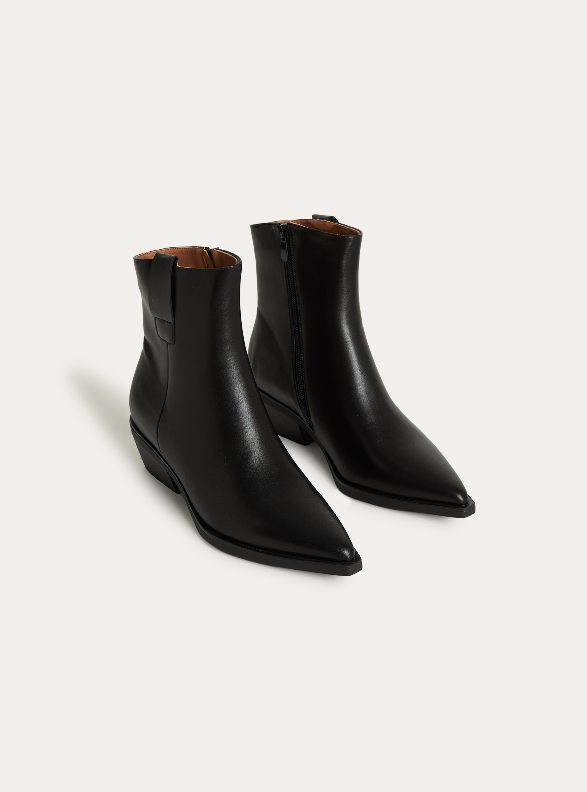 Bottines style santiags en similicuir avec zip lateral, BK1 BLACK