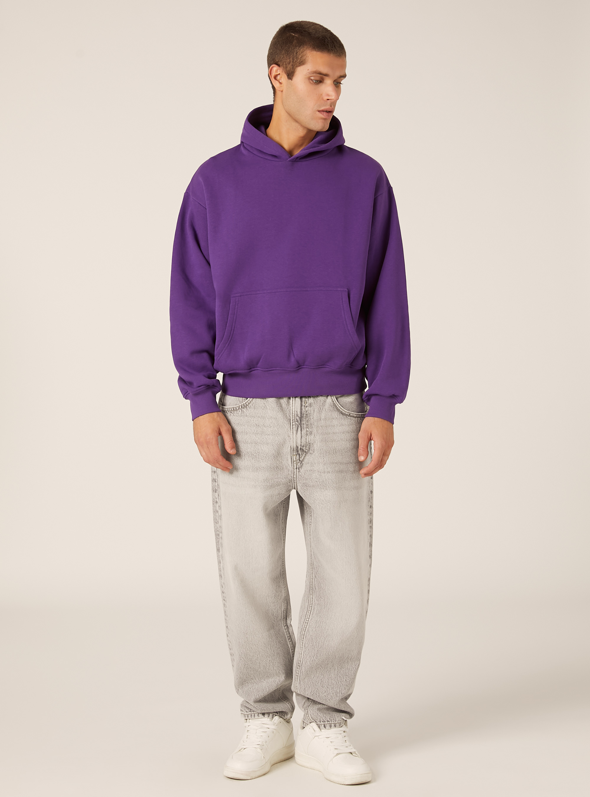 Felpa con cappuccio boxy fit, VI2 VIOLET MEDIUM