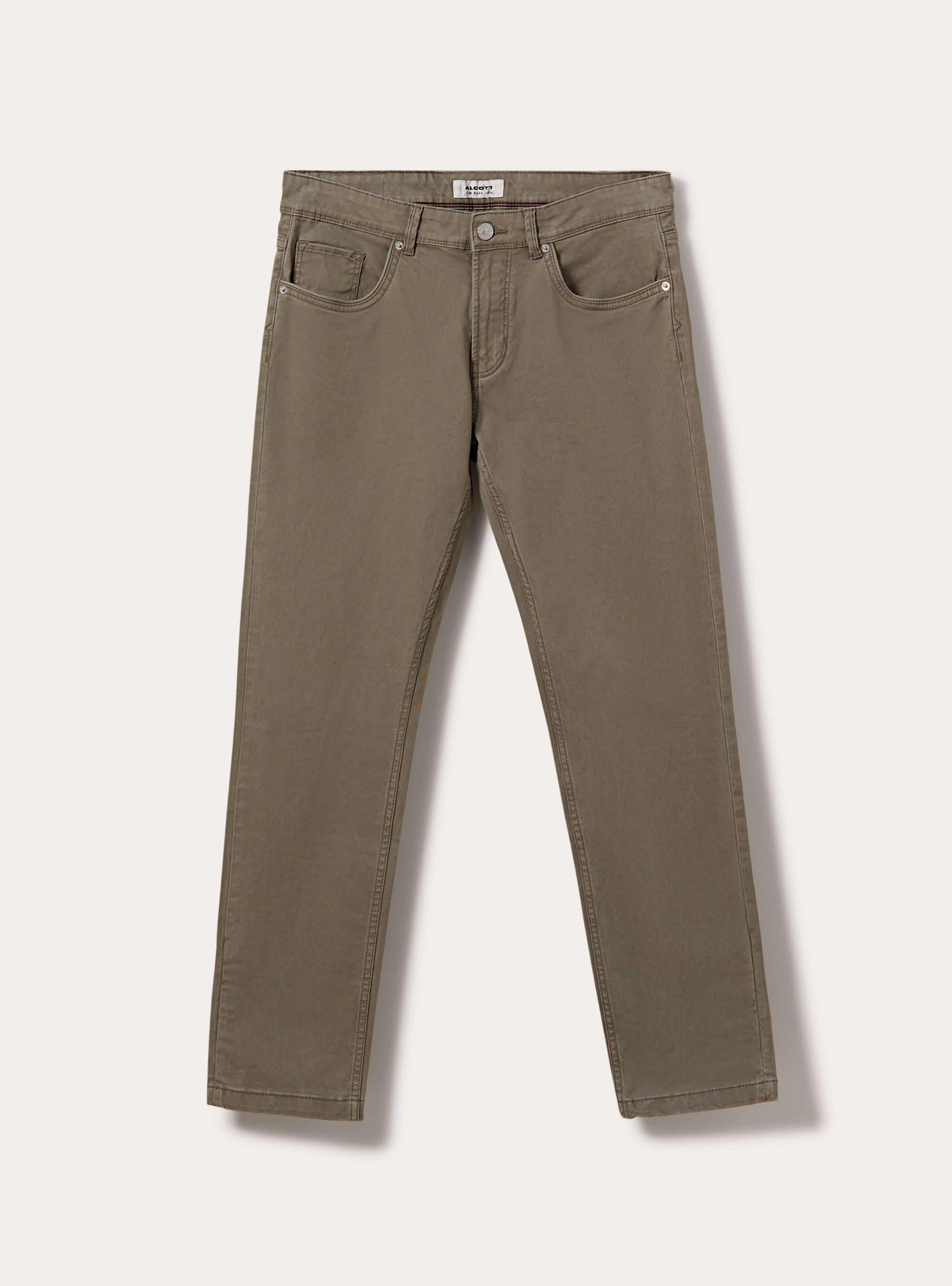 Pantaloni 5 tasche in twill, BR3 BROWN LIGHT