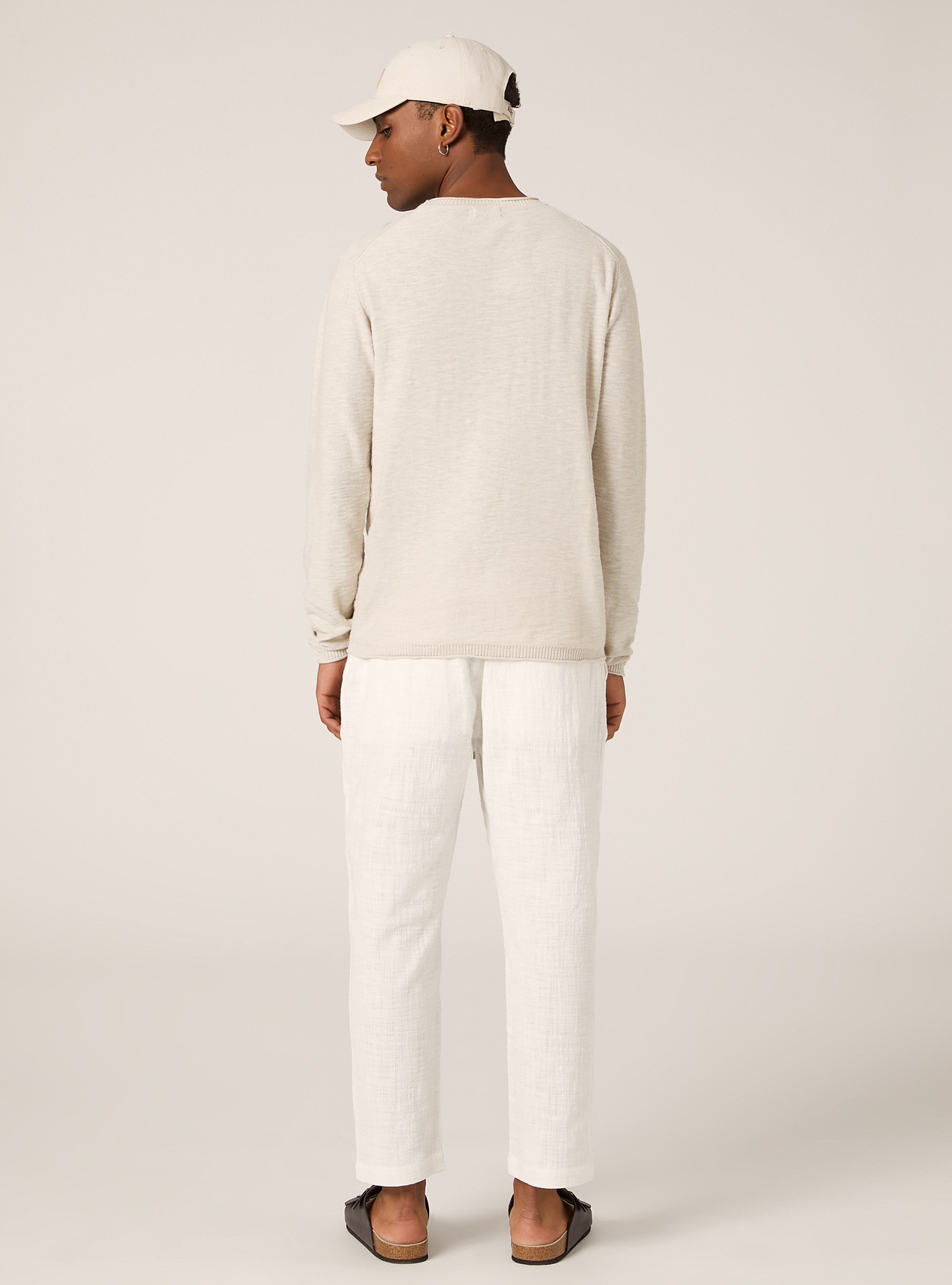 Leichter Baumwoll-Slub-Pullover, SA3 SAND LIGHT