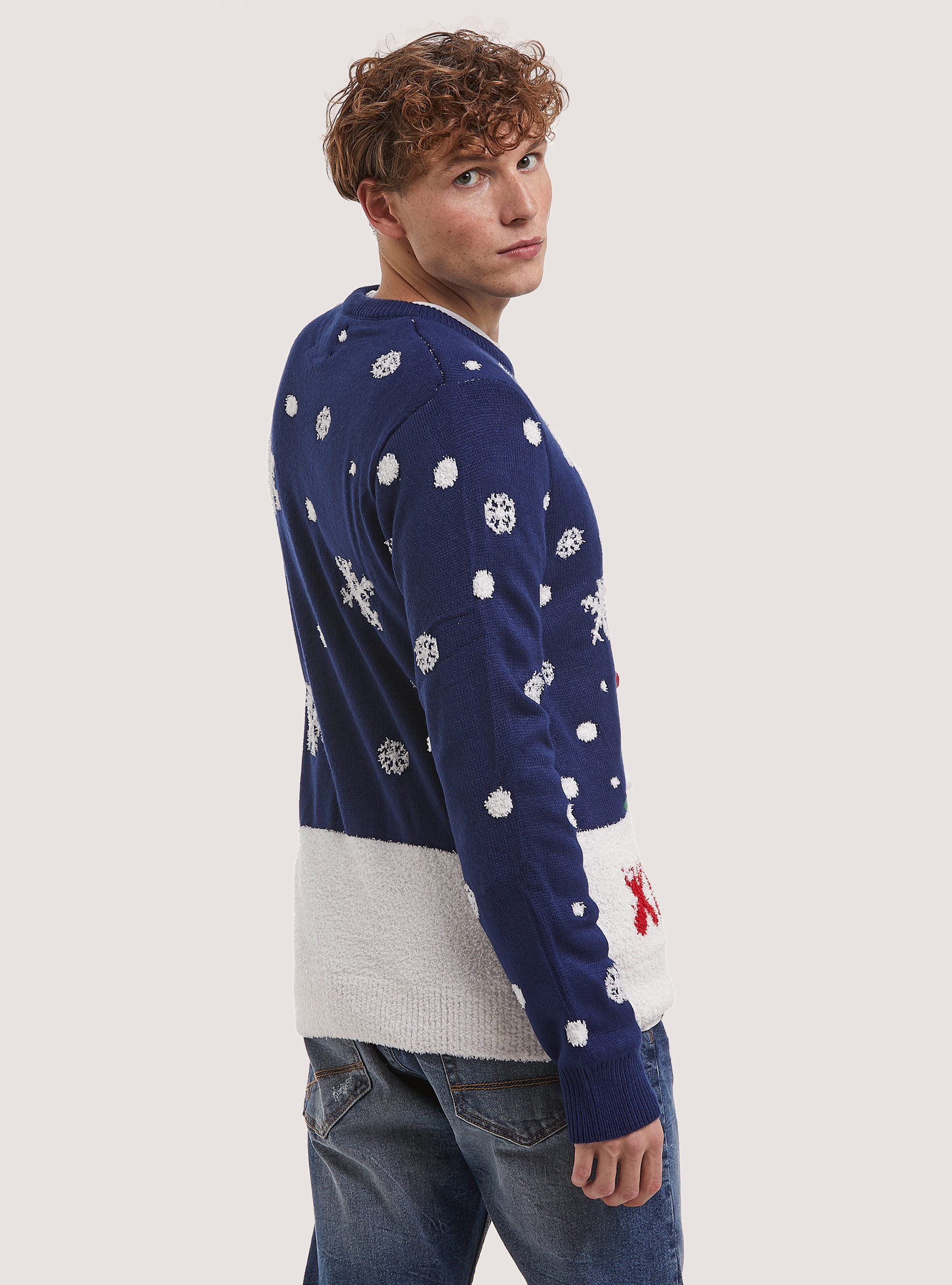 Pull de la collection Famille de Noel avec lumières, NA1 NAVY DARK