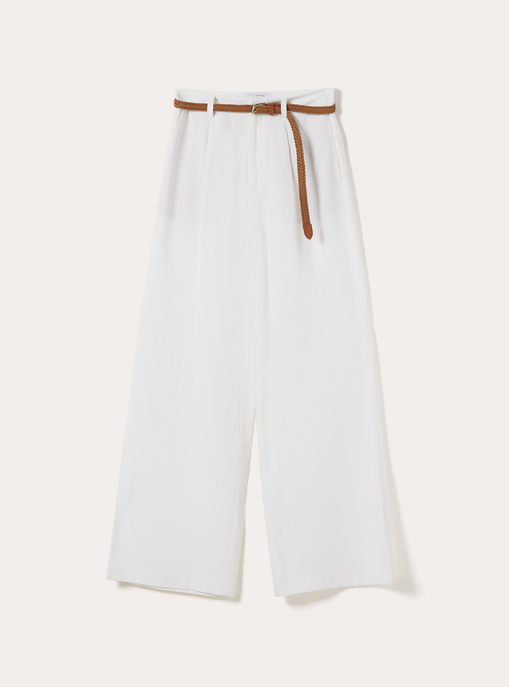 Hose aus Leinenmischung mit G&uuml;rtel, WH2 WHITE