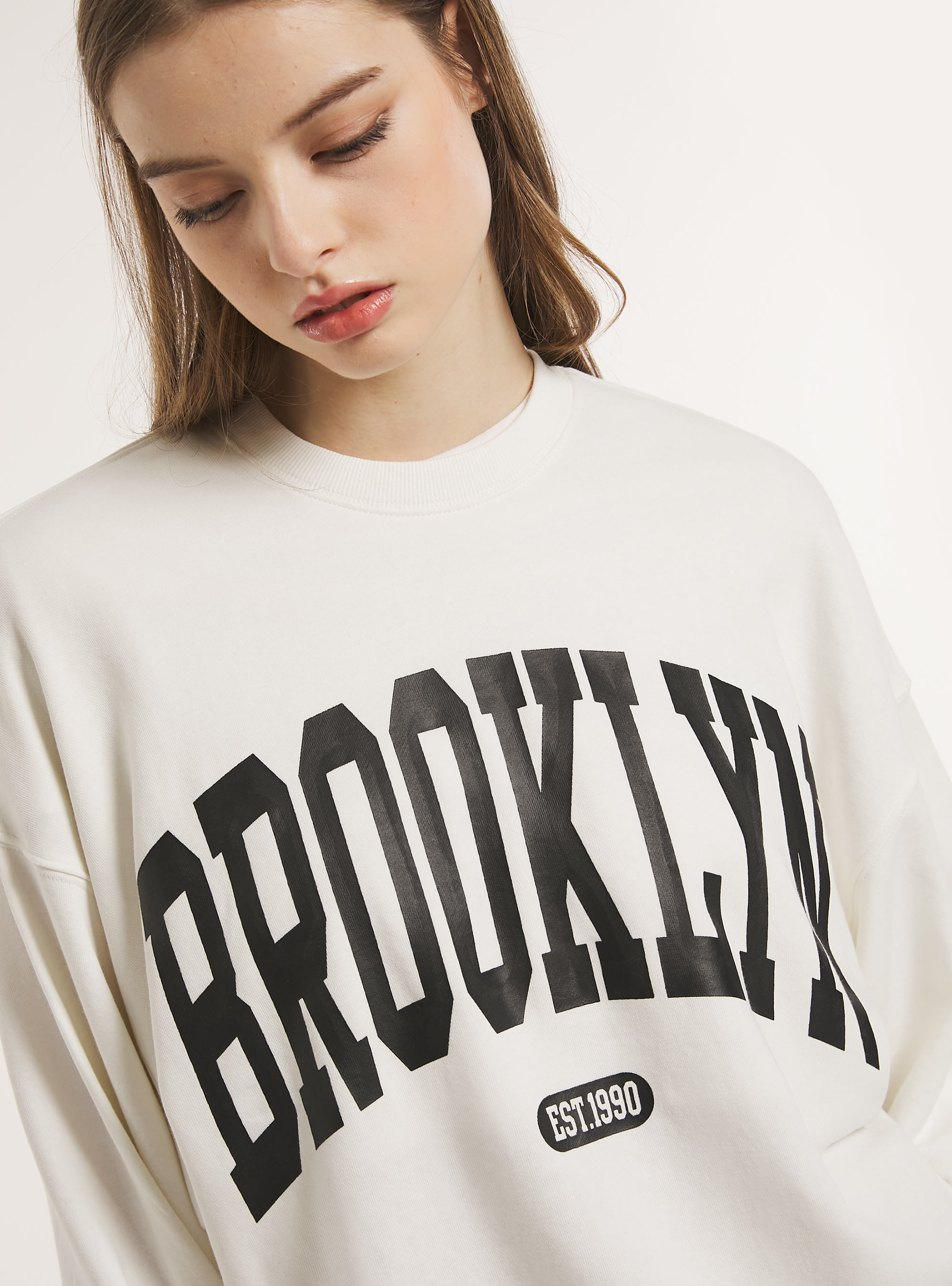 Oversized sweatshirt with print, WH2 WHITE