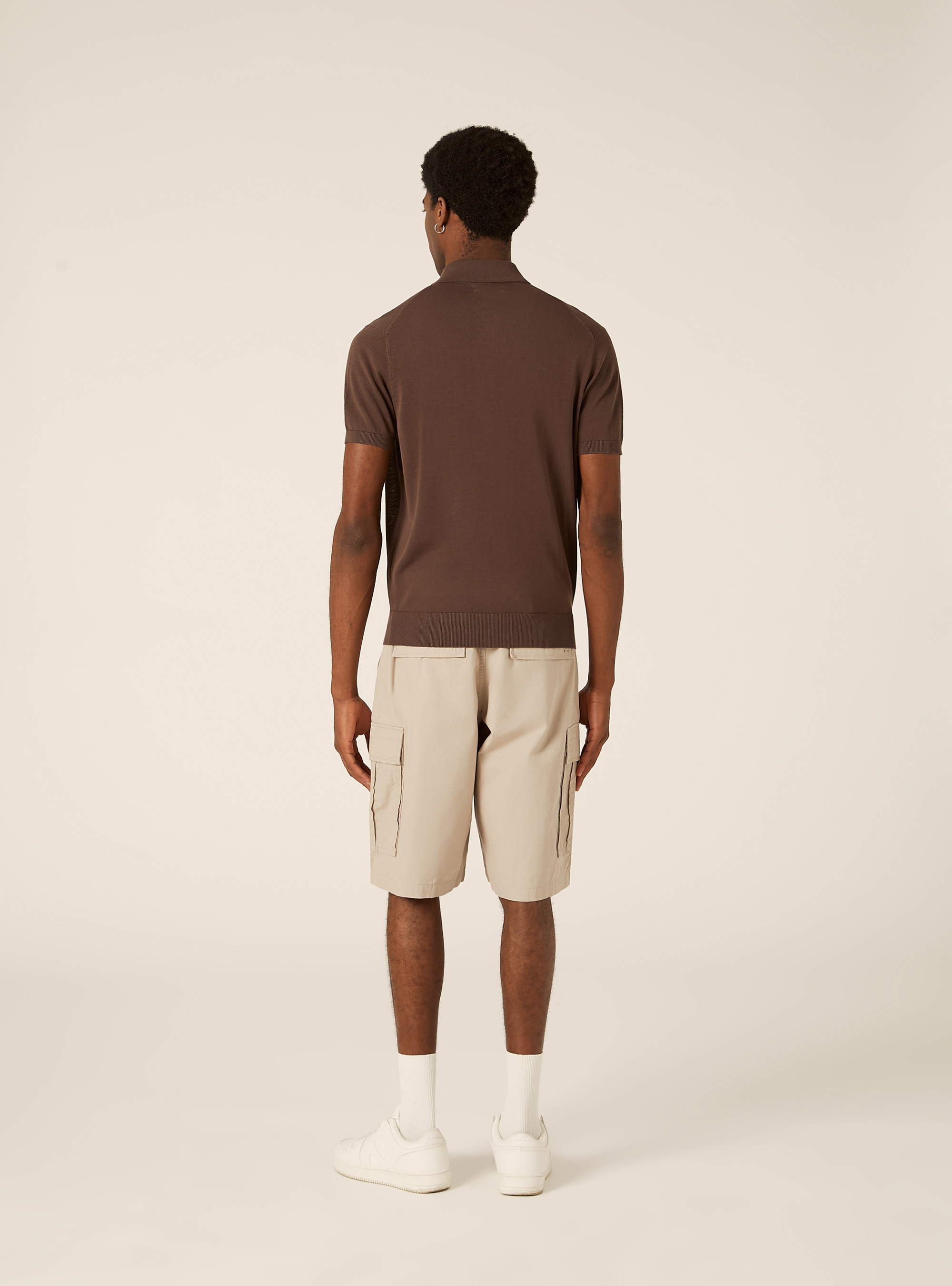 Extrafine cotton knit polo shirt, BR2 BROWN MEDIUM