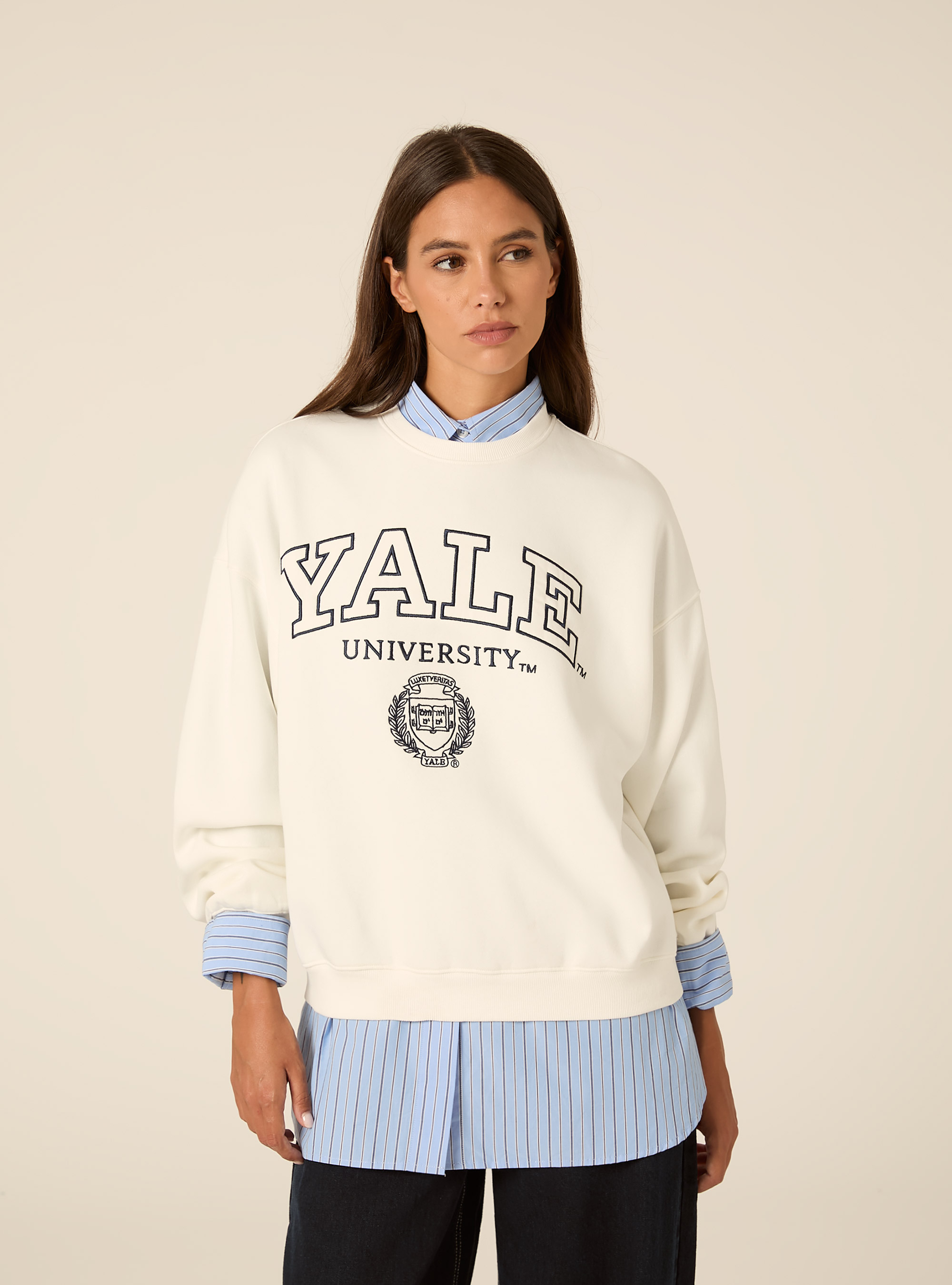 Felpa girocollo licenza yale, WH2 WHITE