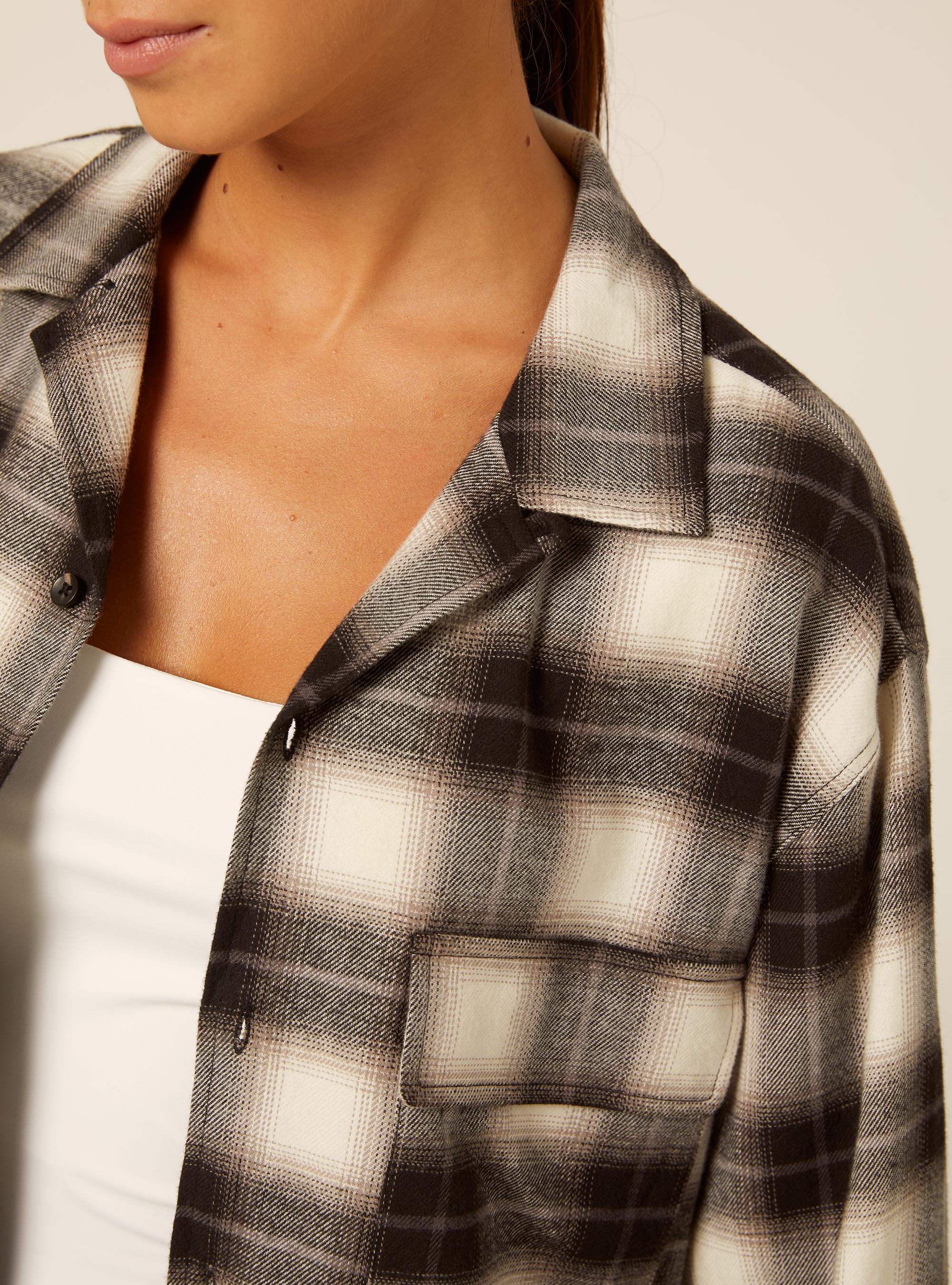 Camicia oversize a quadri, BK1 BLACK