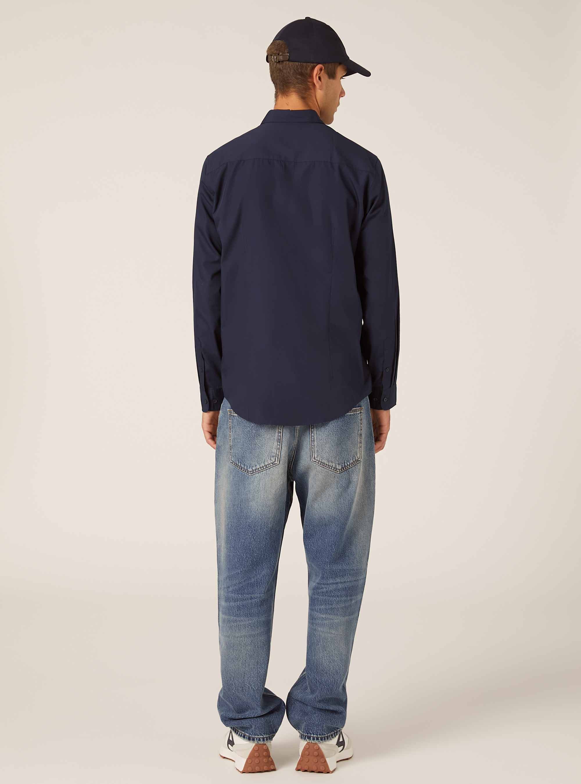 Camicia a manica lunga in tinta unita, NA1 NAVY DARK