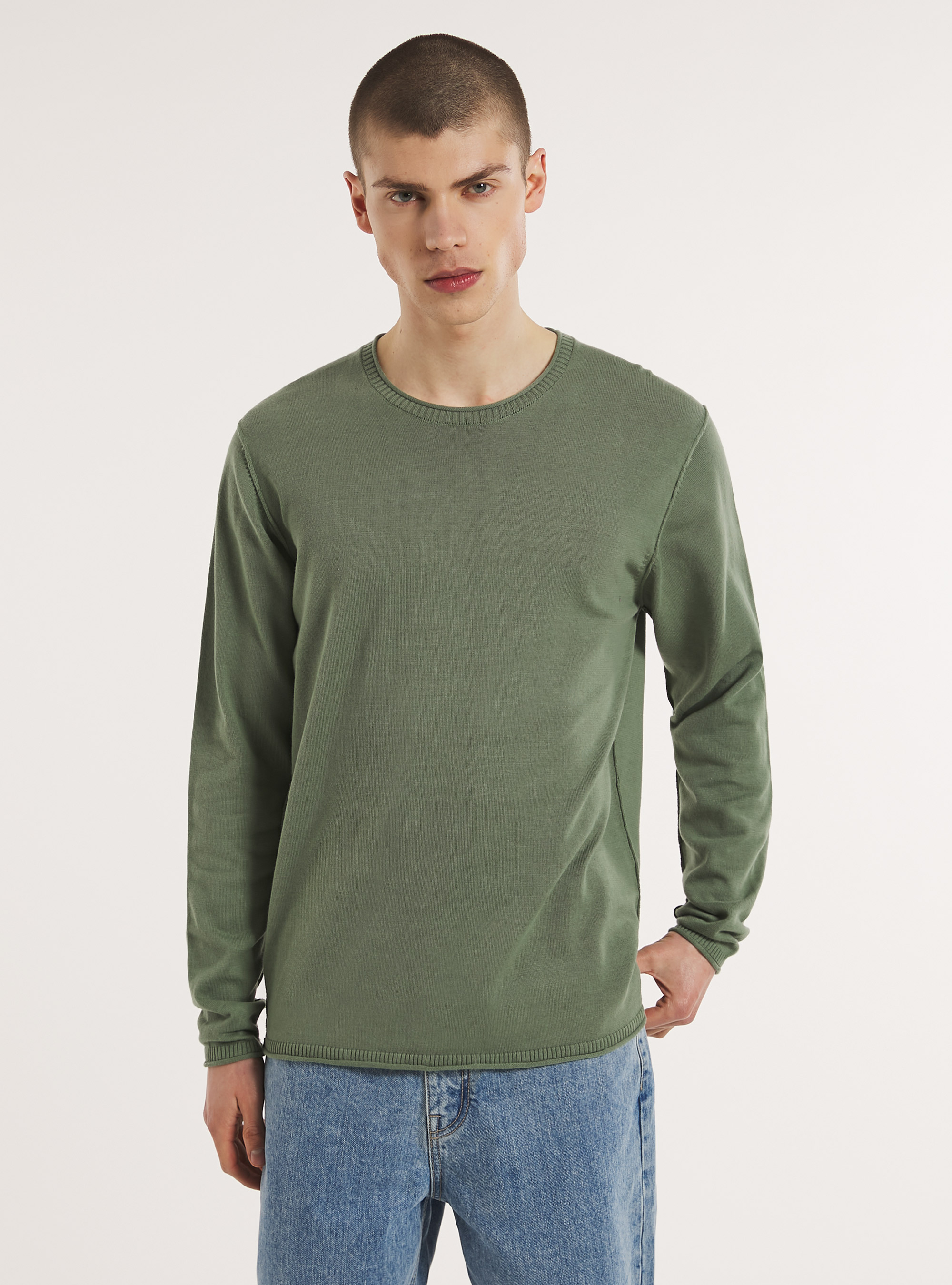Round-neck cotton pullover, KY3 KAKY LIGHT
