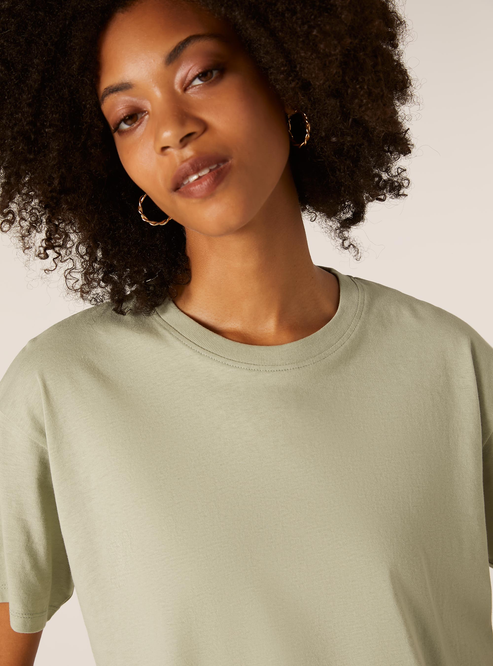 Cotton cropped t-shirt, SG3 SAGE LIGHT