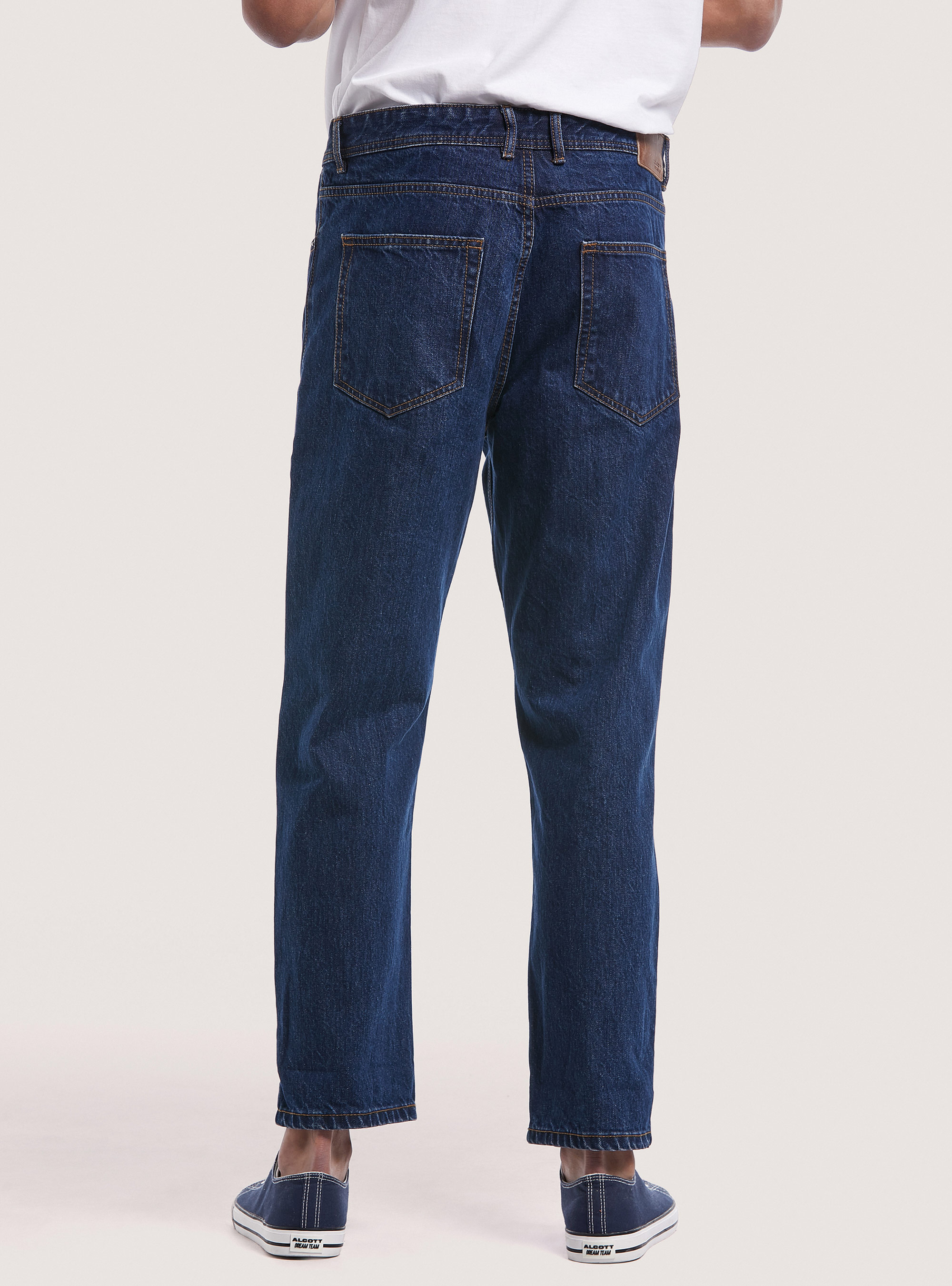 Vaqueros dad fit de algod&oacute;n, AZUL