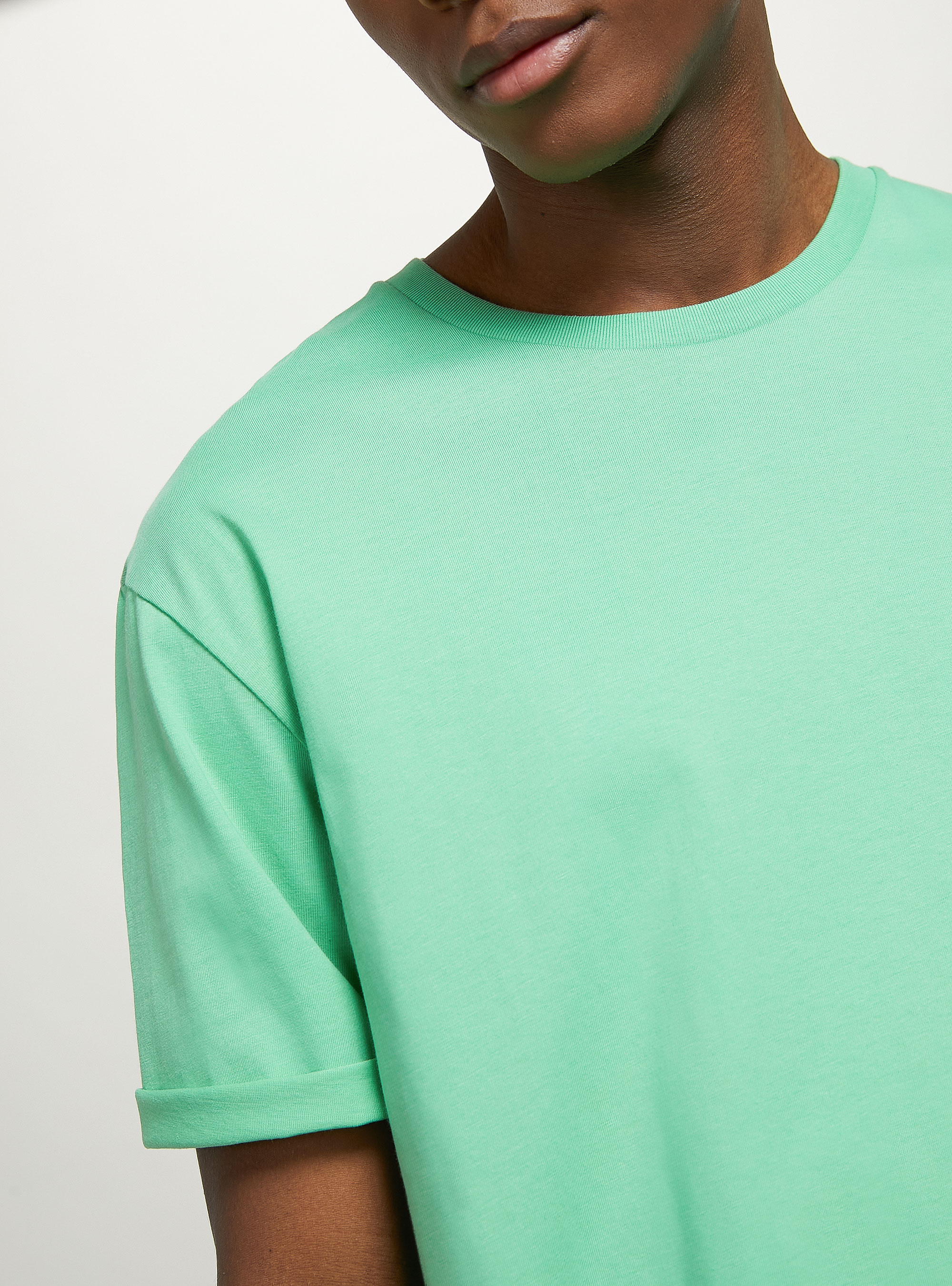 T-shirt en coton &agrave; col ras du cou, GN3 GREEN LIGHT