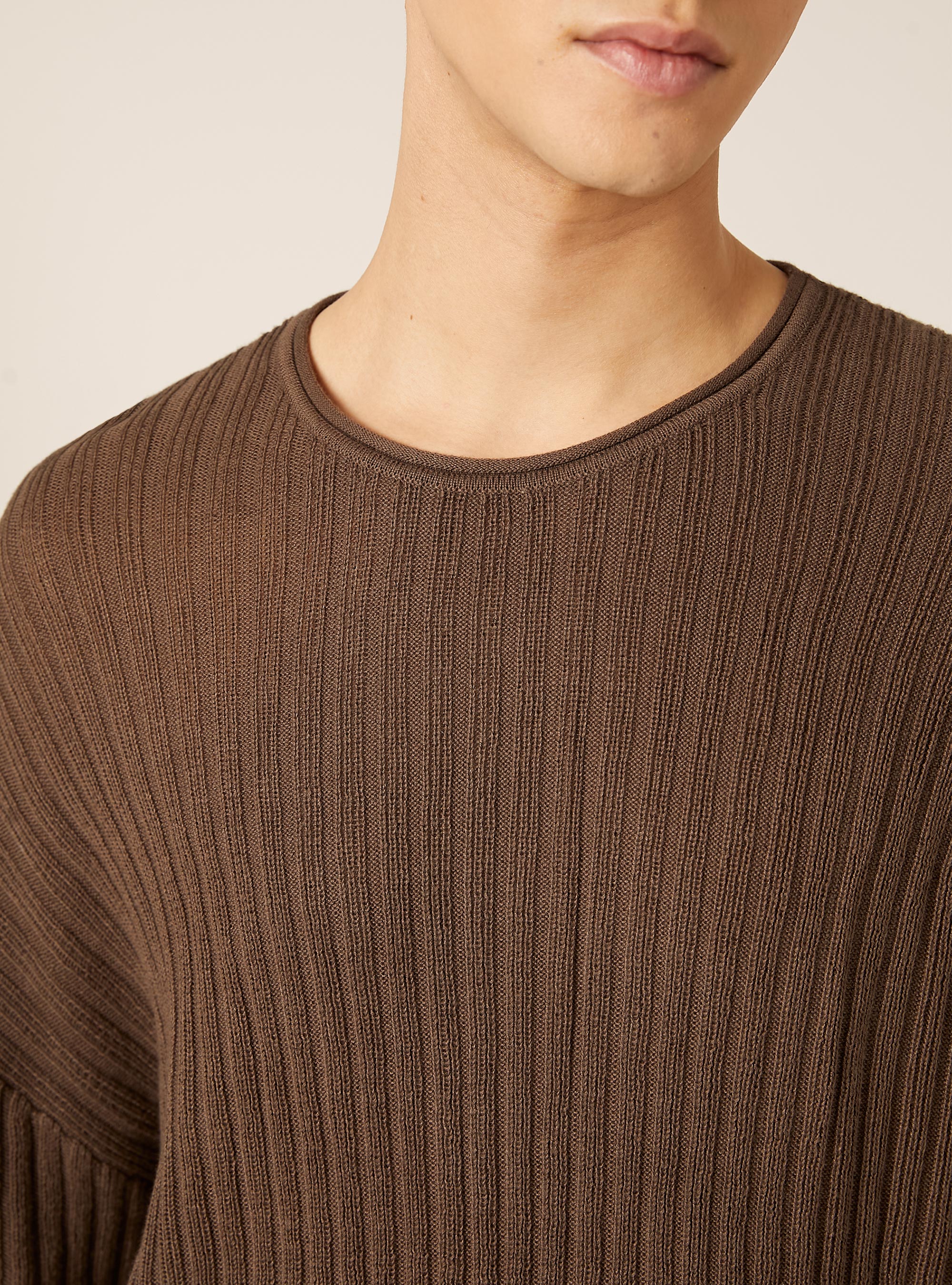 Pullover in misto cotone, BR2 BROWN MEDIUM