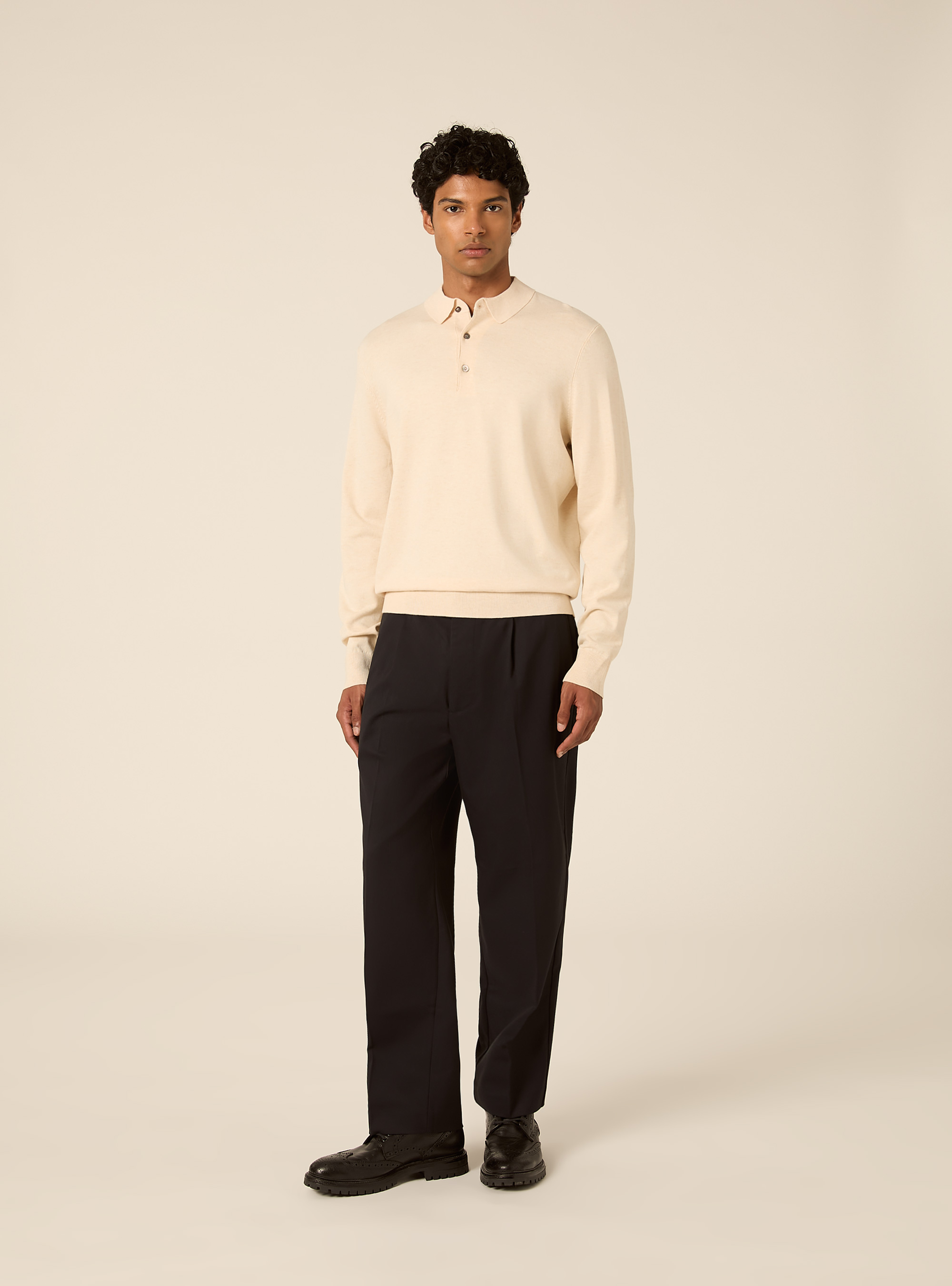 Polo in maglia  in viscosa, MCR3 CREAM MEL LIGHT