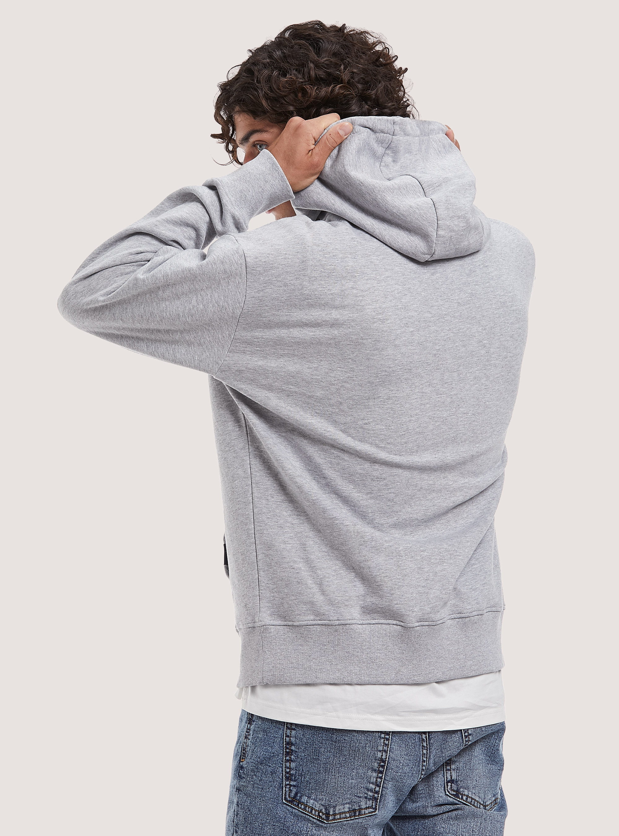 Sudadera con capucha con estampado universitario, MGY2 GREY MEL MEDIUM