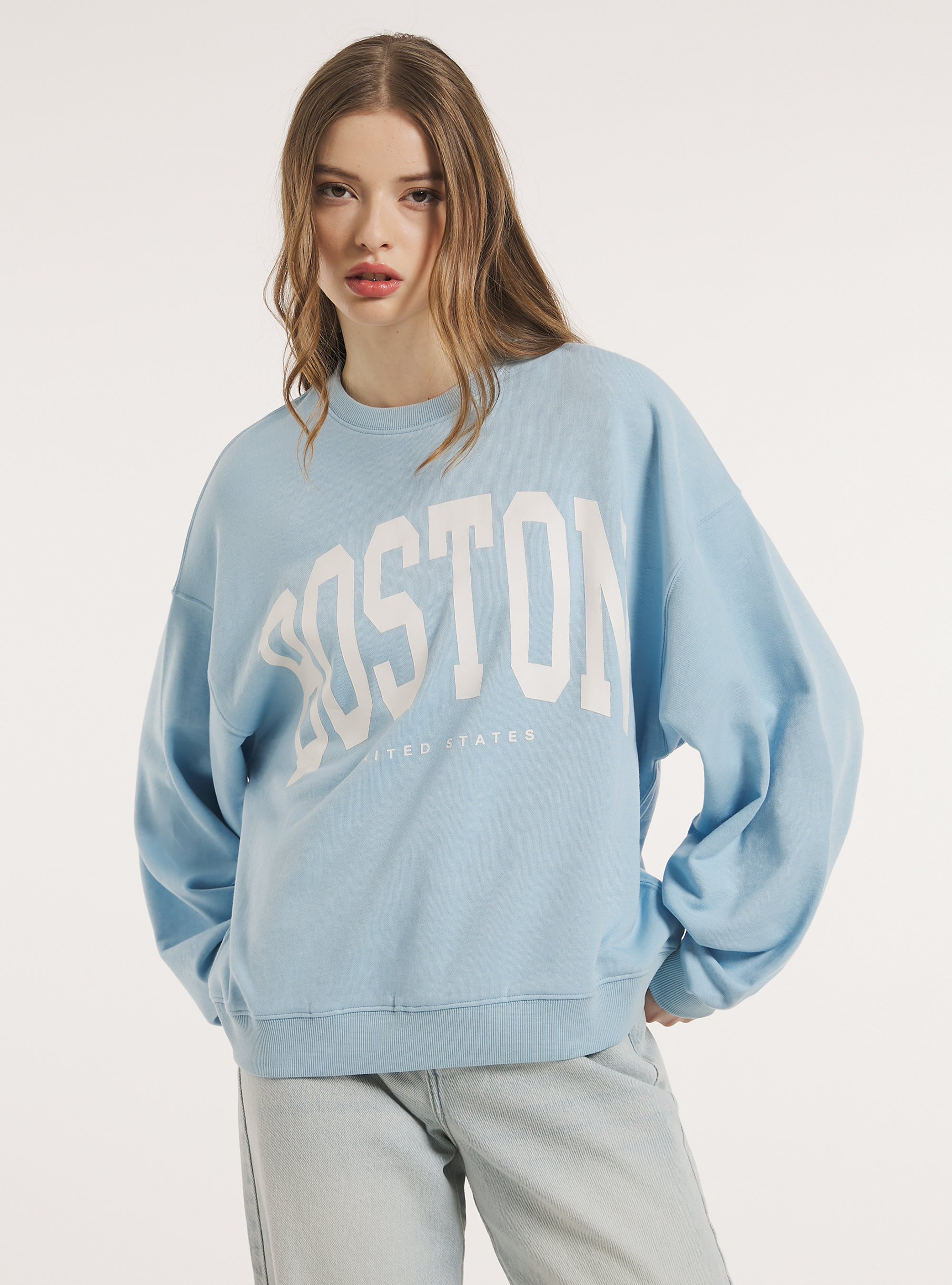 Sweat oversize avec imprime, AZ3 AZURE LIGHT