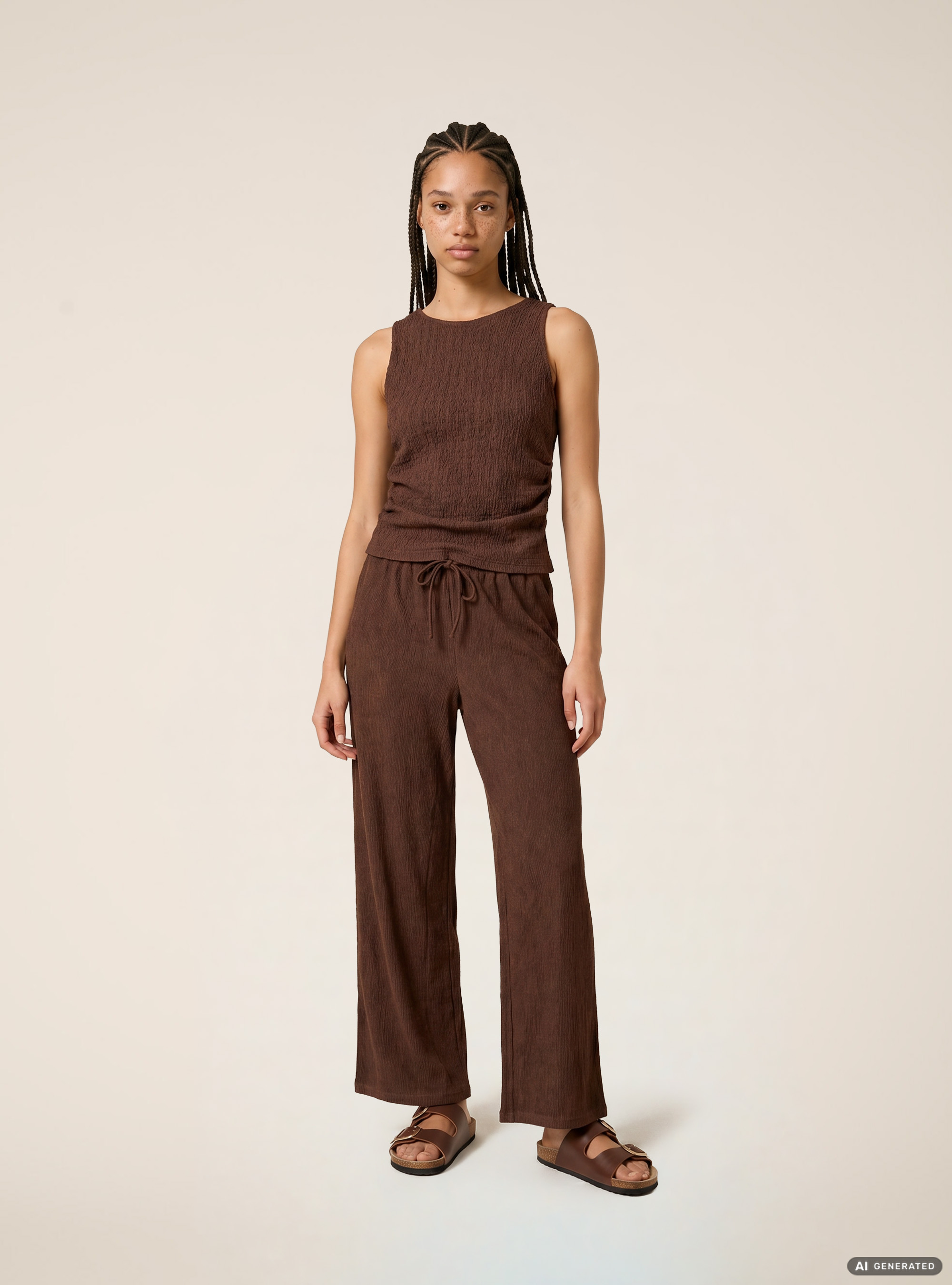 Pantaloni texturizzati, MARRONE SCURO