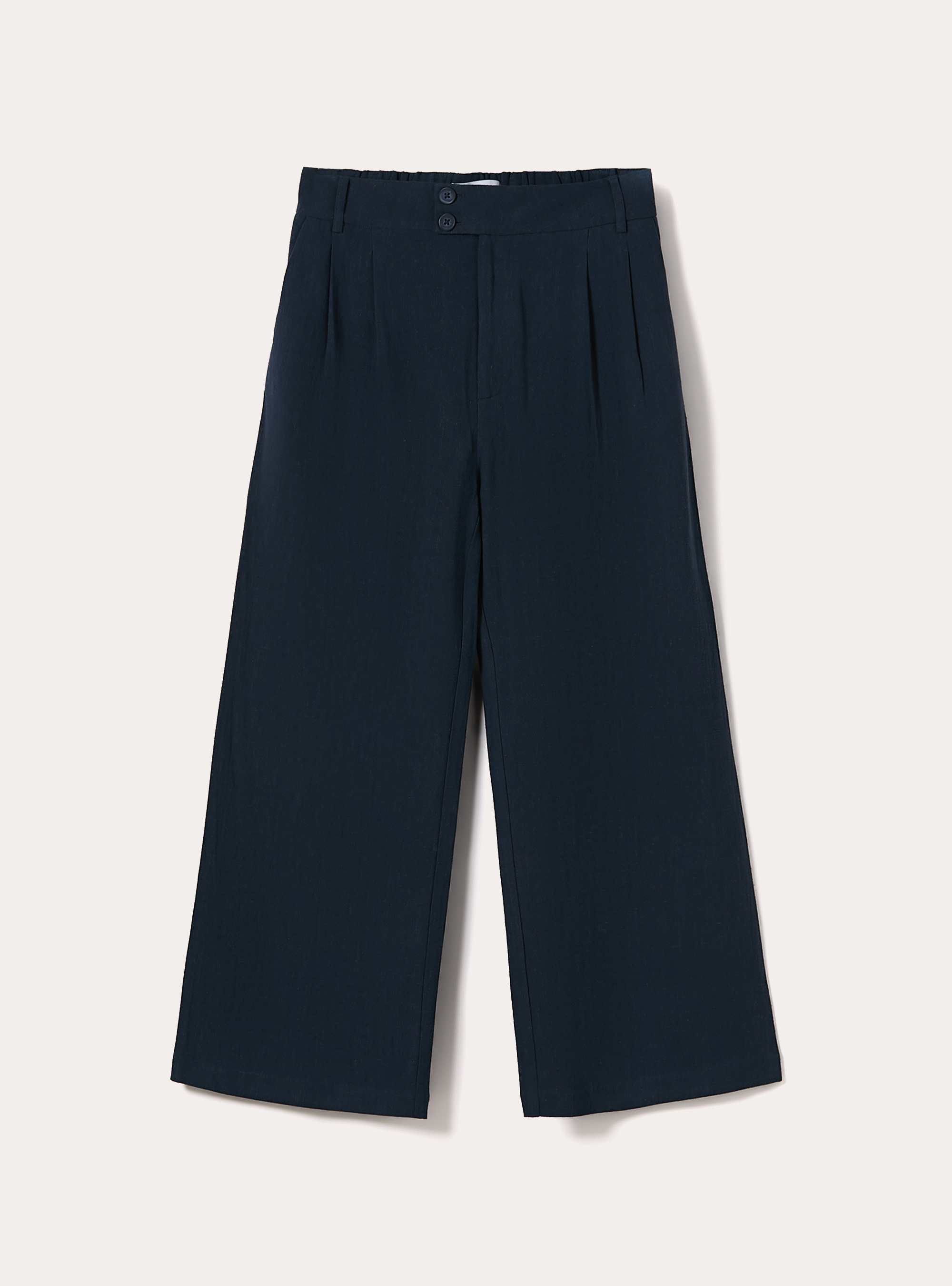 Pantaloni wide leg in misto lino, NA2 NAVY MEDIUM